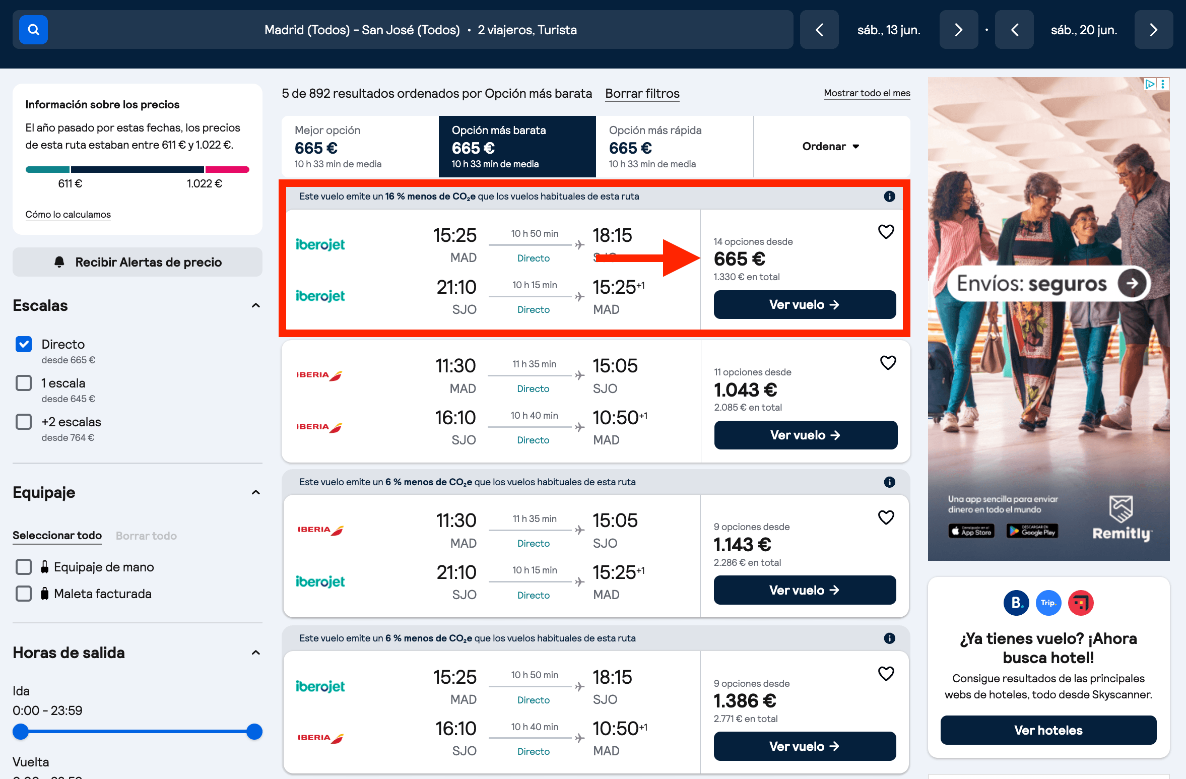 Vuelos directos a Costa Rica desde 665€ ida y vuelta