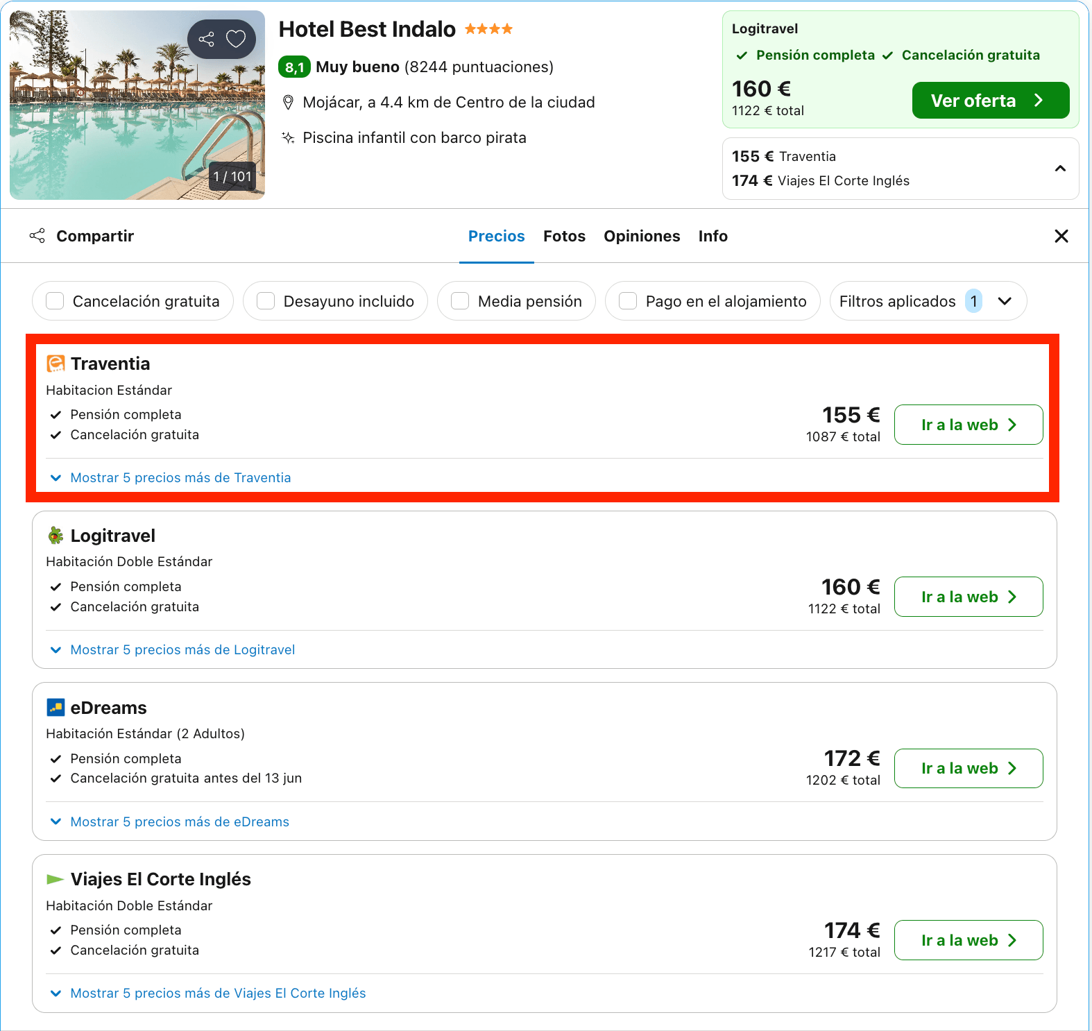 Vacaciones en Mojácar: 7 noches en un hotel 4* a pie de playa con pensión completa desde 543€ p.p.