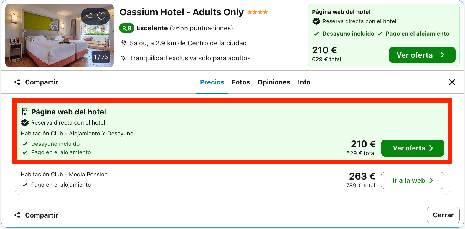 Exclusivo hotel 4* en Salou solo para adultos desde 105€ p.p./noche