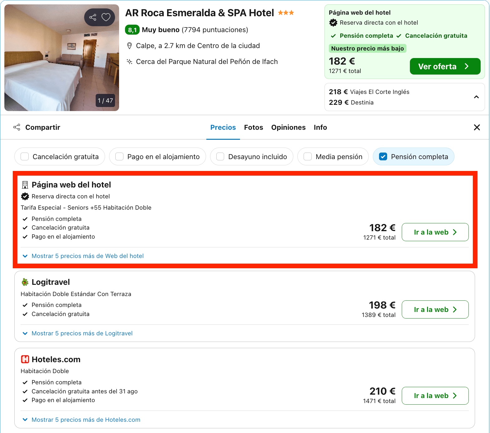Vacaciones en Calpe: 7 noches en primera línea de mar con pensión completa desde 635€ p.p.