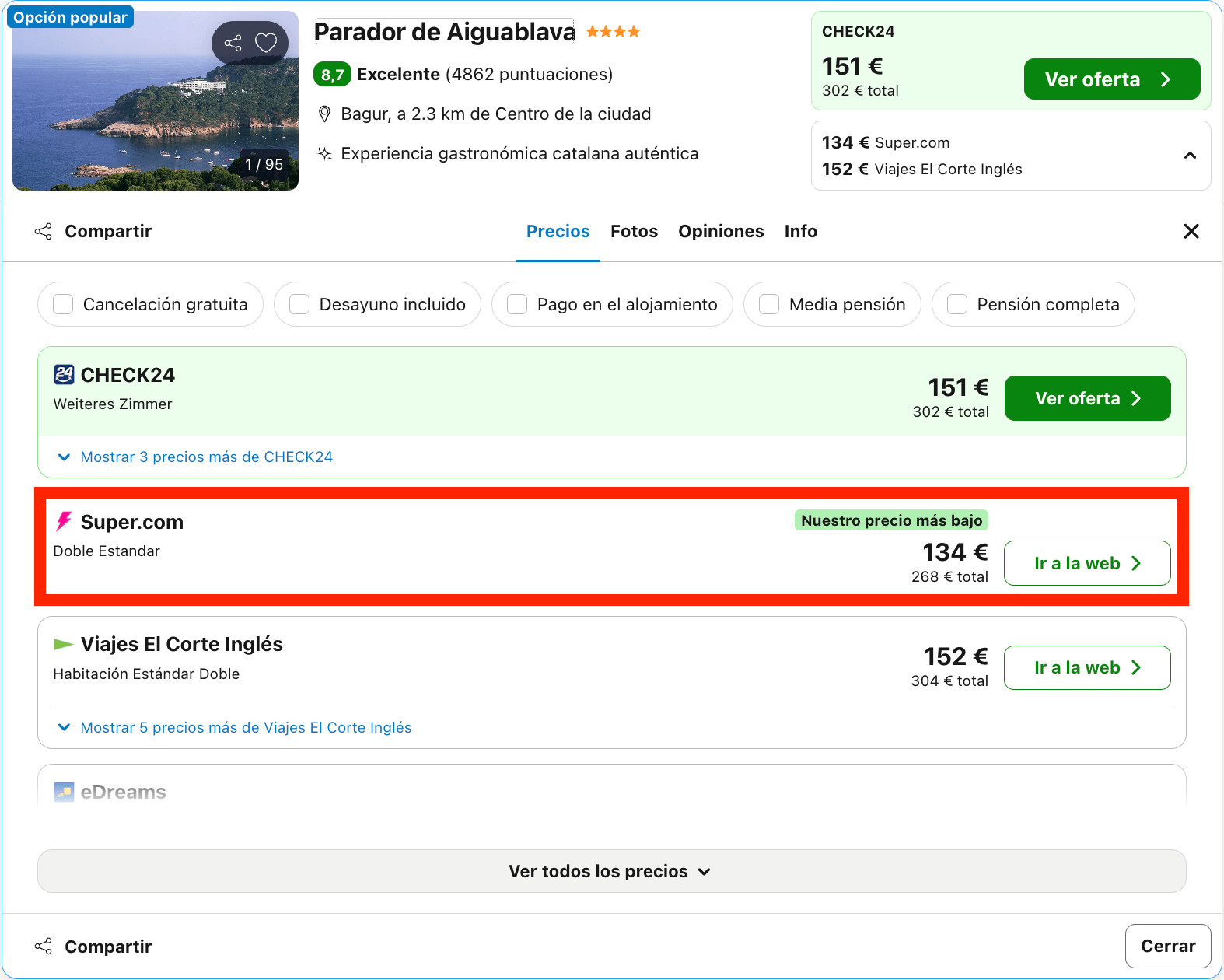 Parador que es un verdadero balcón al mar ubicado en lo alto de un acantilado desde 67€ p.p./noche