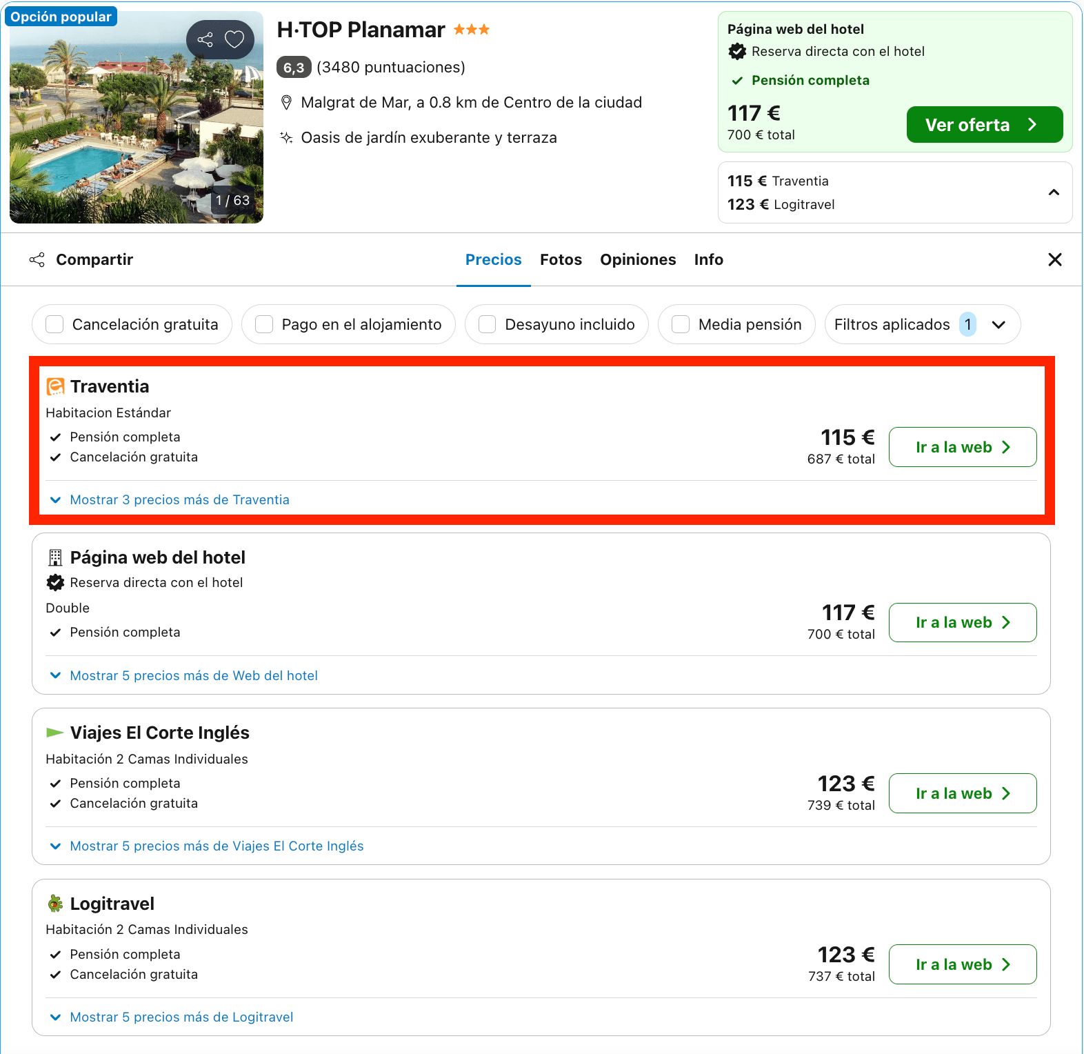 Hotel en la playa con todas las comidas incluidas desde 57€ p.p./noche
