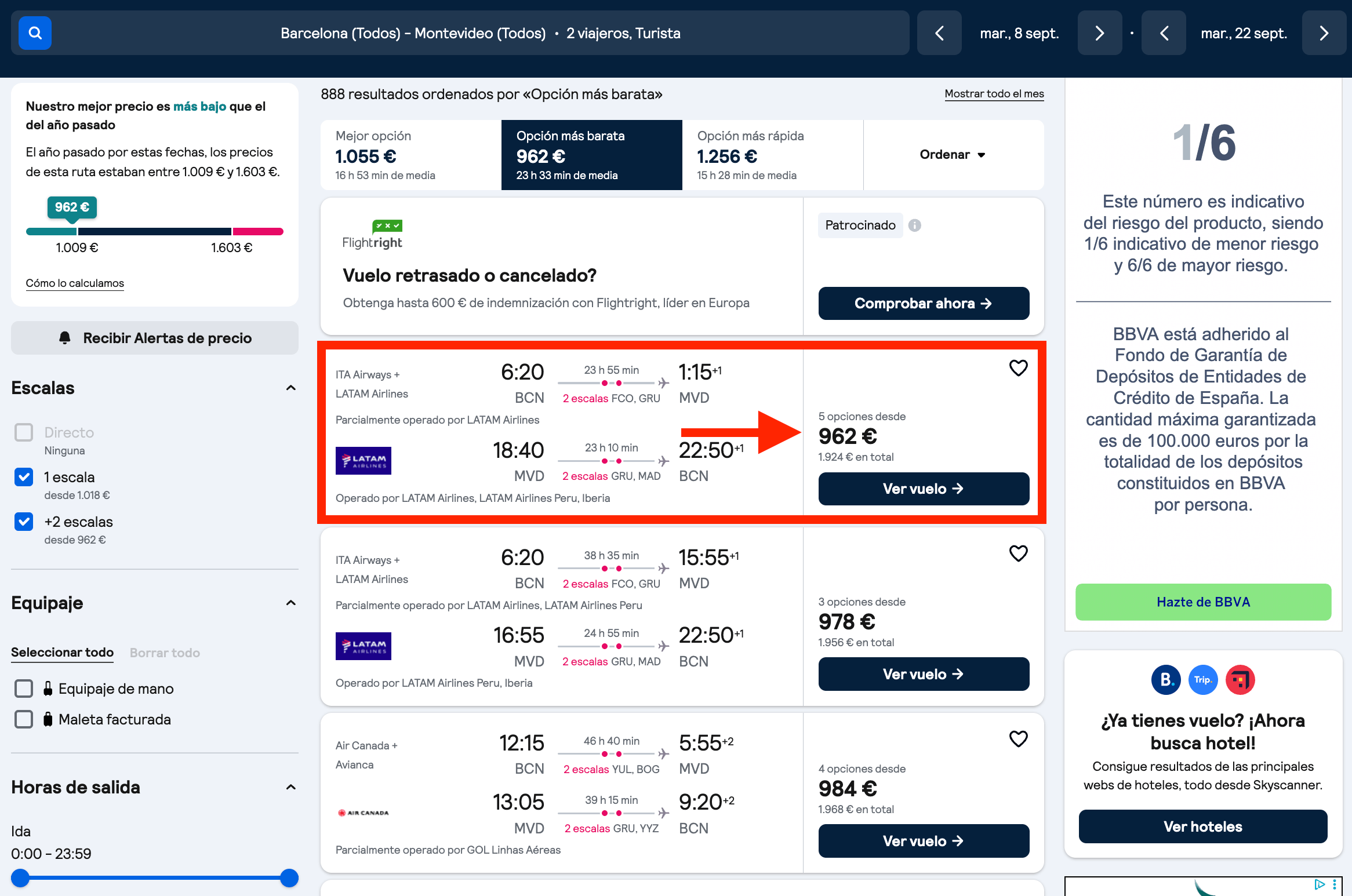 Vuelos directos a Montevideo (Uruguay) desde 962€ ida y vuelta