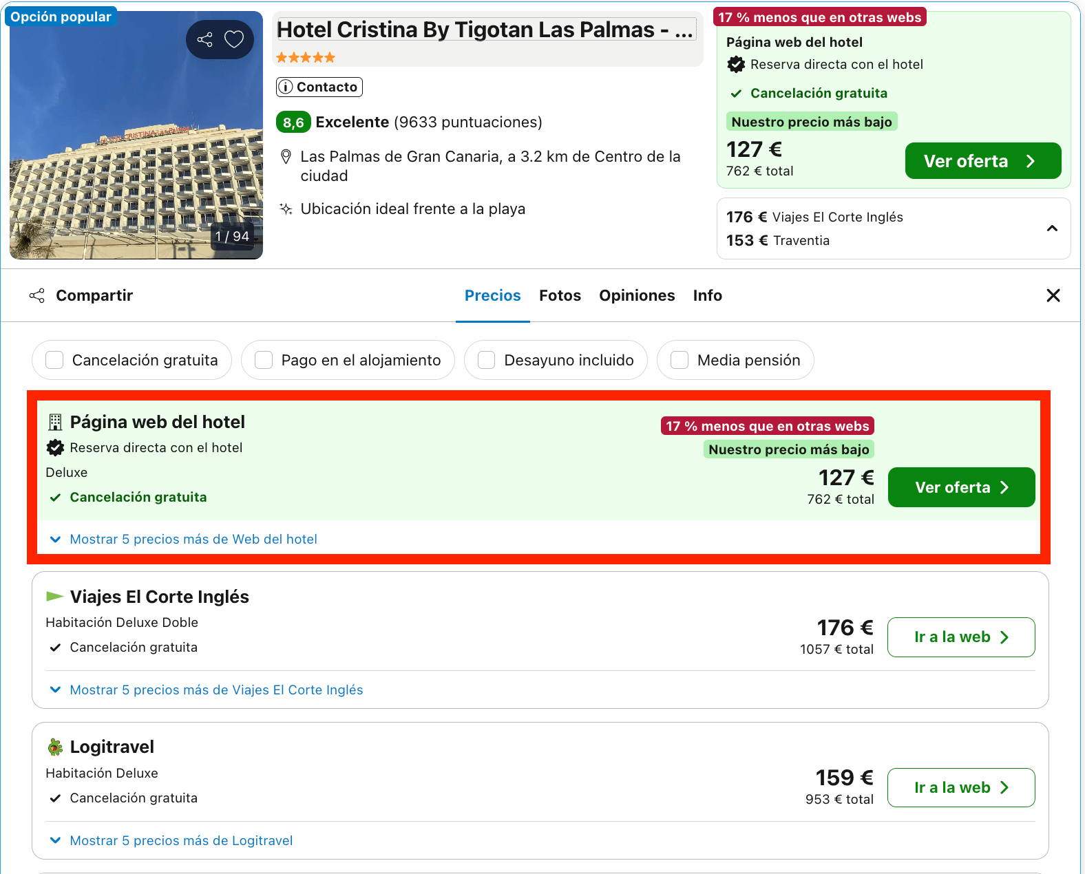Exclusivo hotel 5* solo adultos en Las Palmas desde 63€ p.p./noche