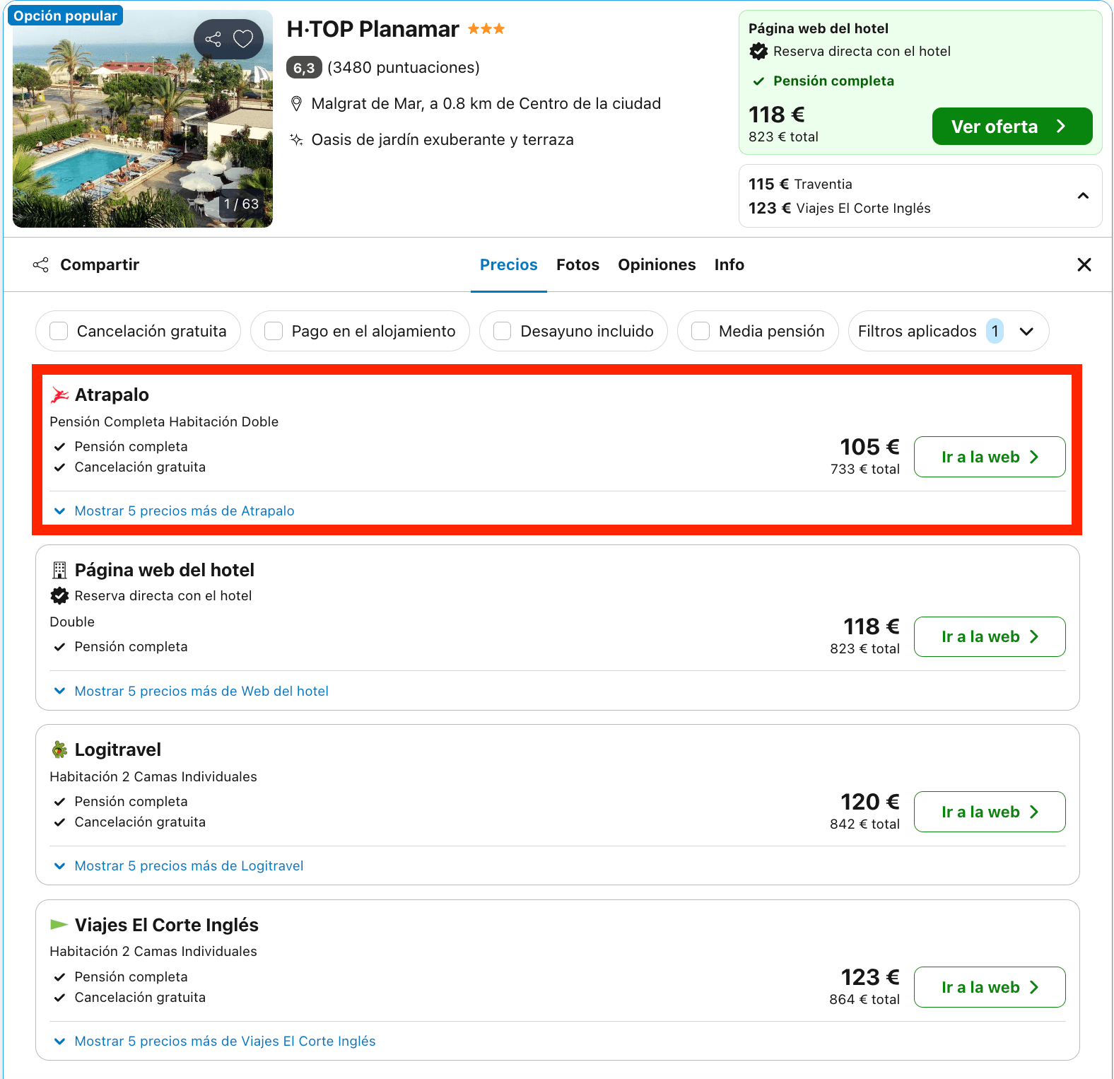 Vacaciones en el Maresme: 7 noches en un hotel con pensión completa desde 366€ p.p.