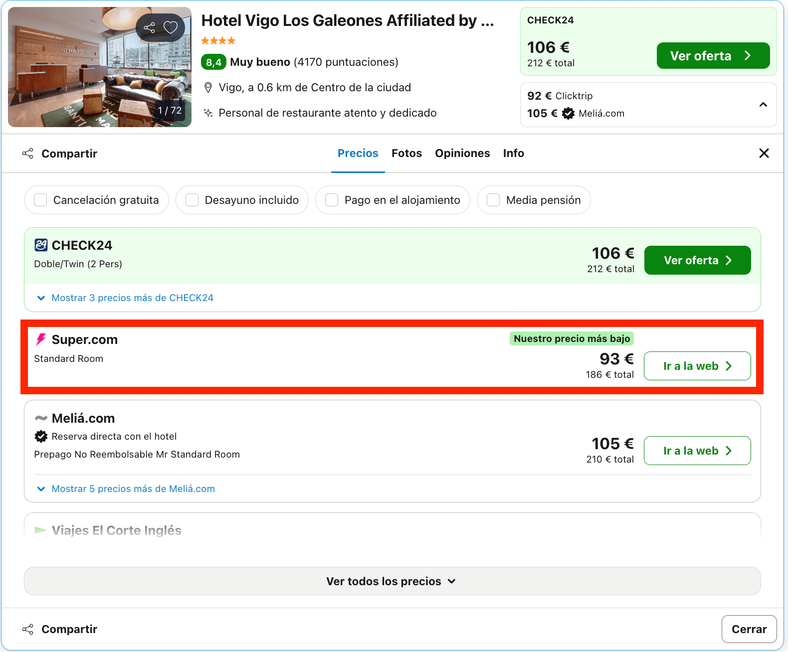 Fin de semana en Vigo: moderno hotel by Melia 4* desde 46€ p.p./noche