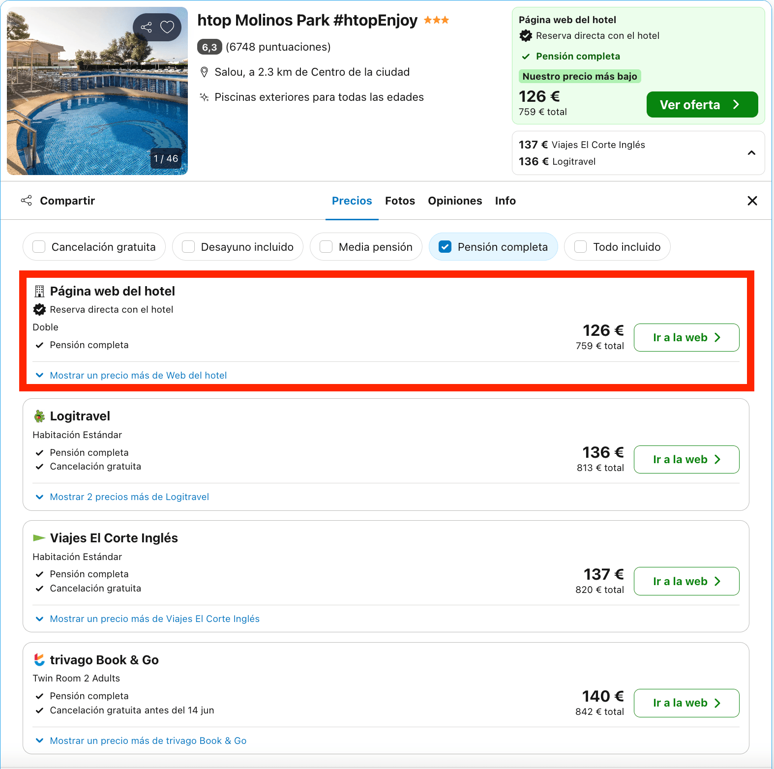 Hotel cerca de PortAventura World con todas las comidas incluidas desde 63€ p.p./noche
