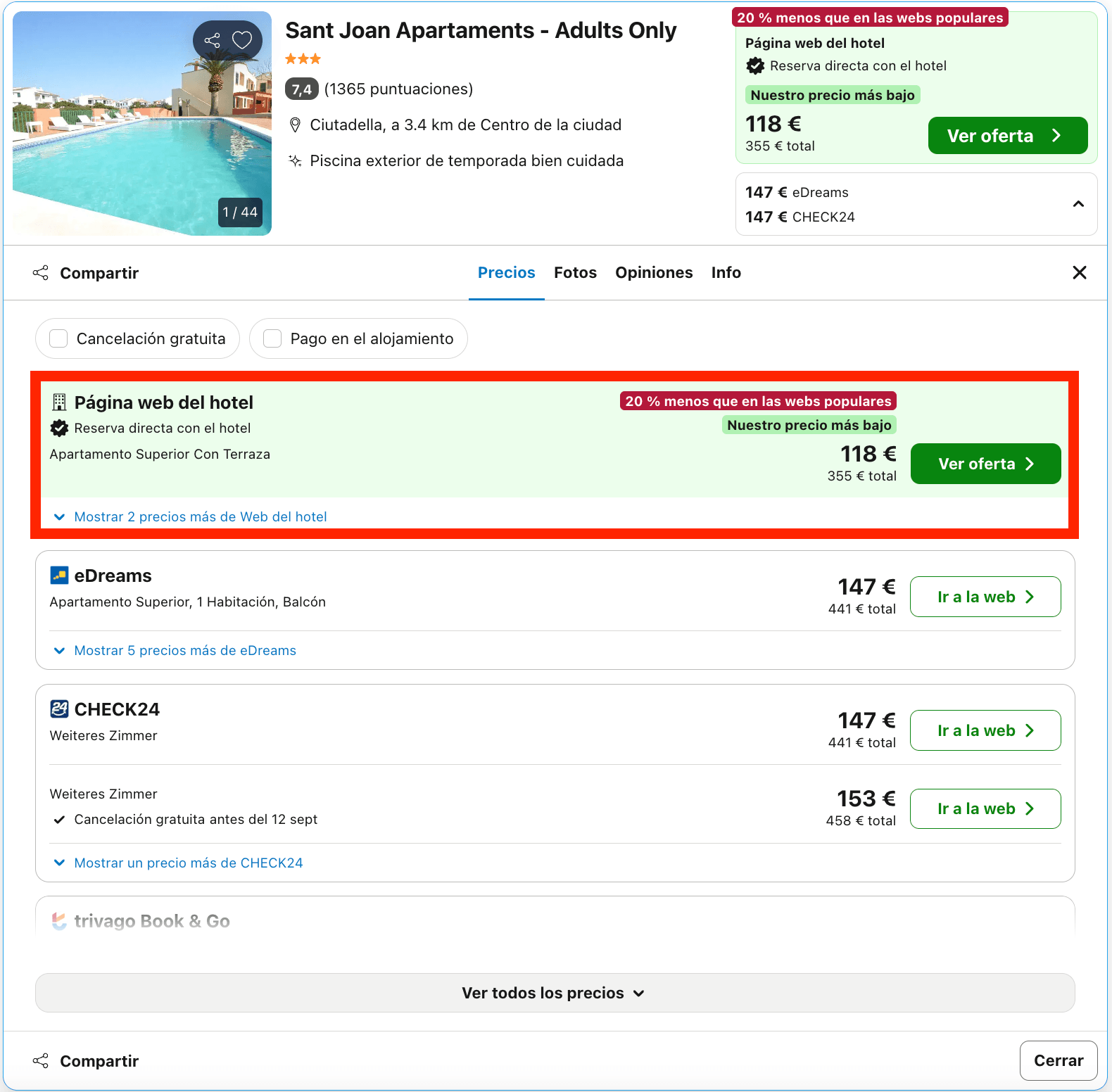 Menorca: aparthotel solo para adultos con acceso directo a la playa desde 59€ p.p./noche