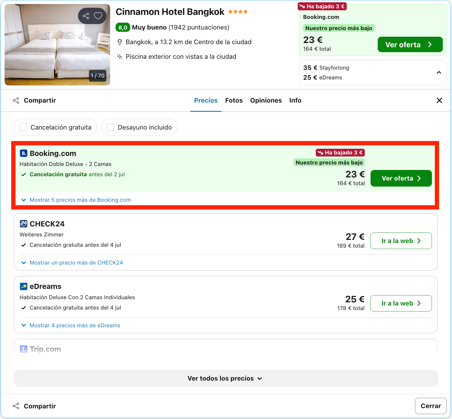 Viaje de lujo a Bangkok: hotel 5* desde 11€ p.p./noche
