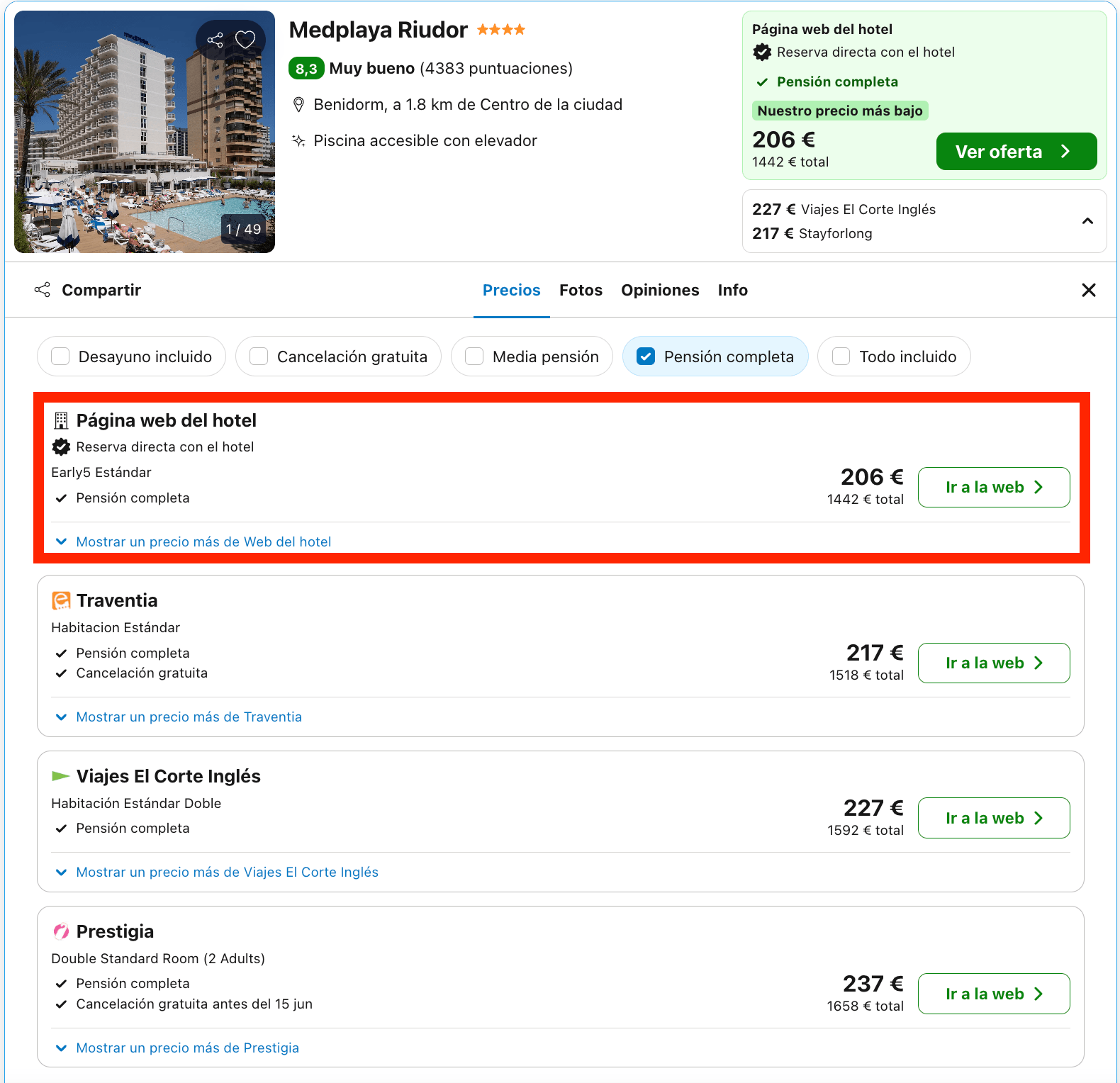 Benidorm: 7 noches en hotel 4* con ambiente solo adultos y pensión completa desde 721€ p.p.