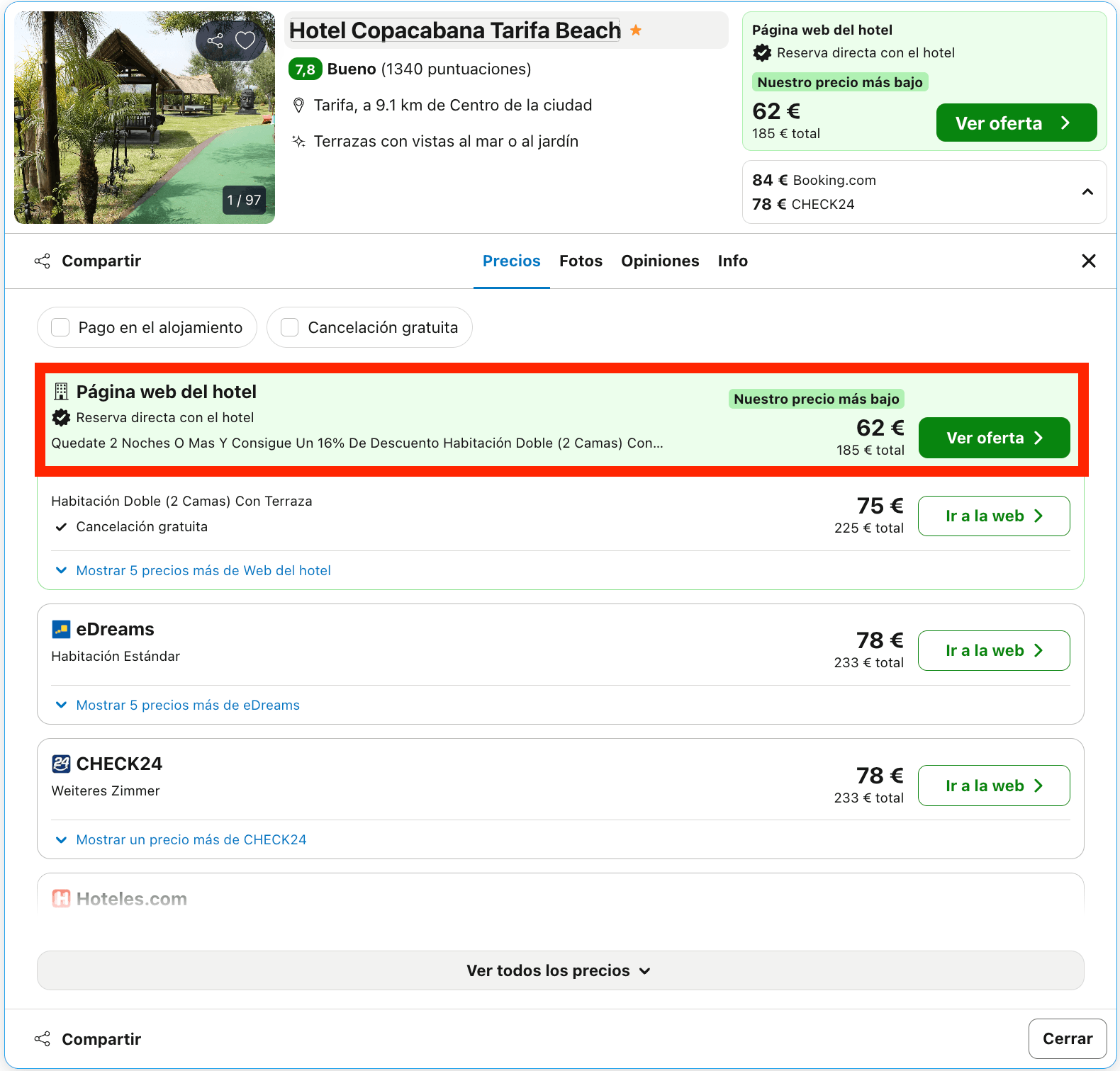 Escapada de última hora a Tarifa: hotel en primera línea de costa desde 31€ p.p./noche