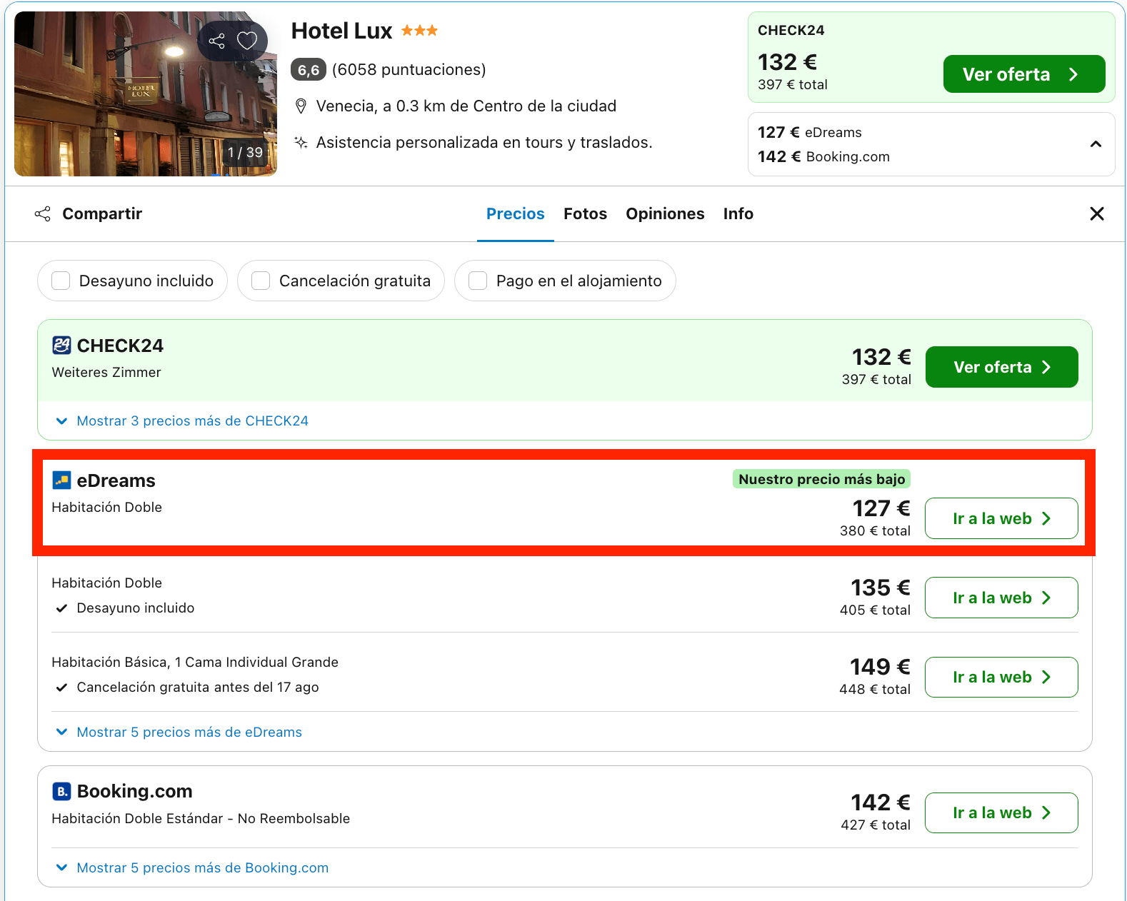 Venecia: hotel junto a la popular Plaza de San Marcos desde 63€ p.p./noche