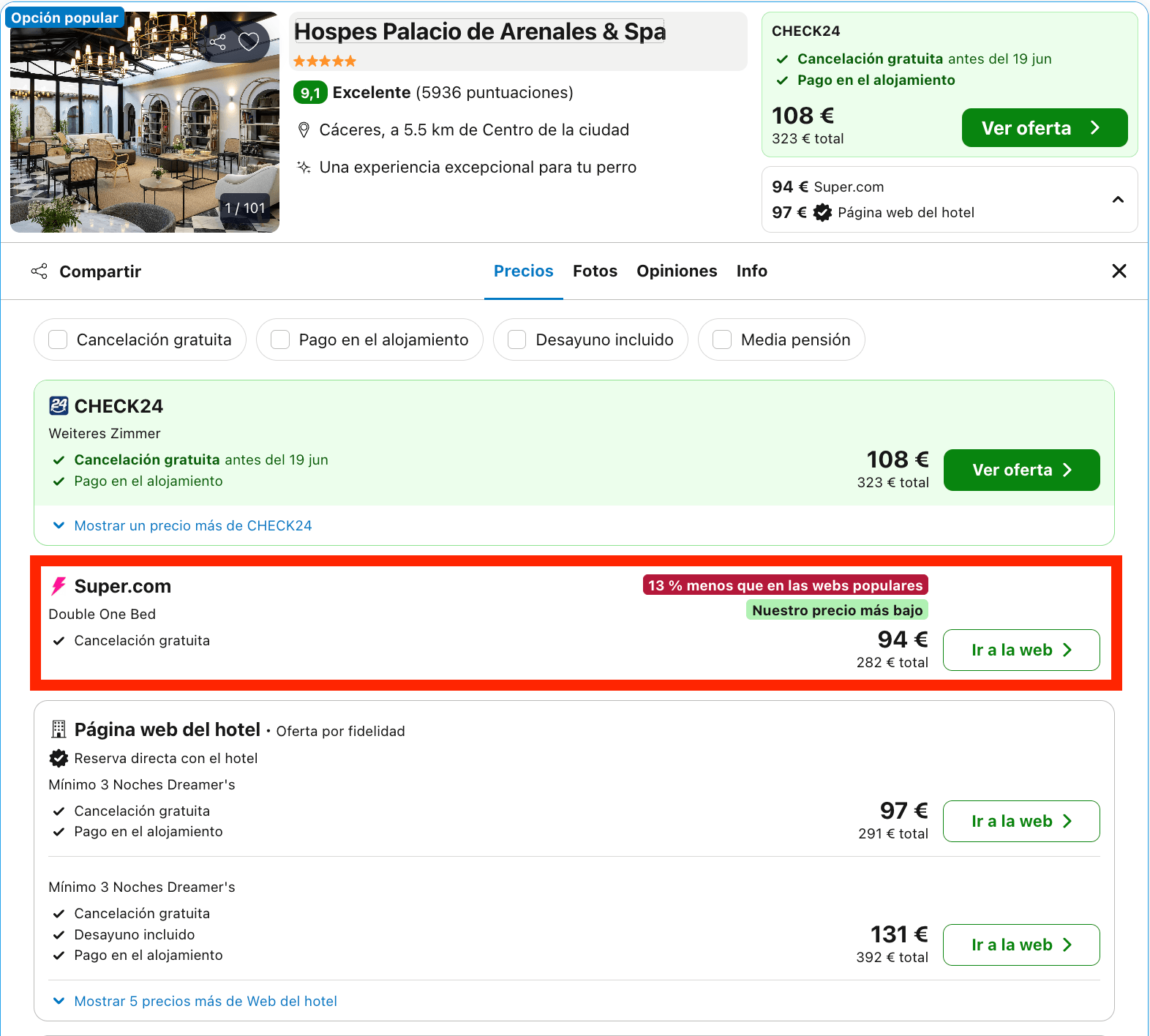 Hotel & Spa 5* con encanto ubicado en un palacio del siglo XVII desde 47€ p.p./noche