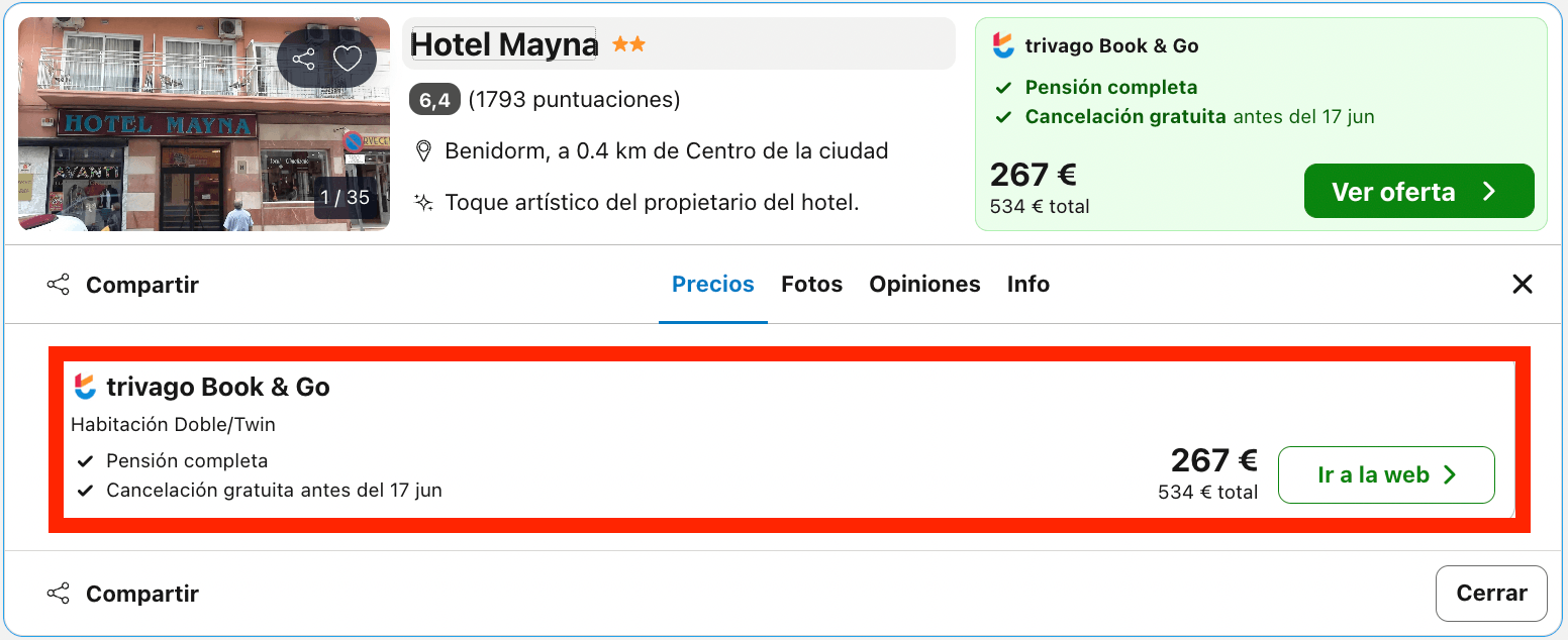 Acogedor hotel en Benidorm con todas las comidas incluidas desde 133€ p.p./noche