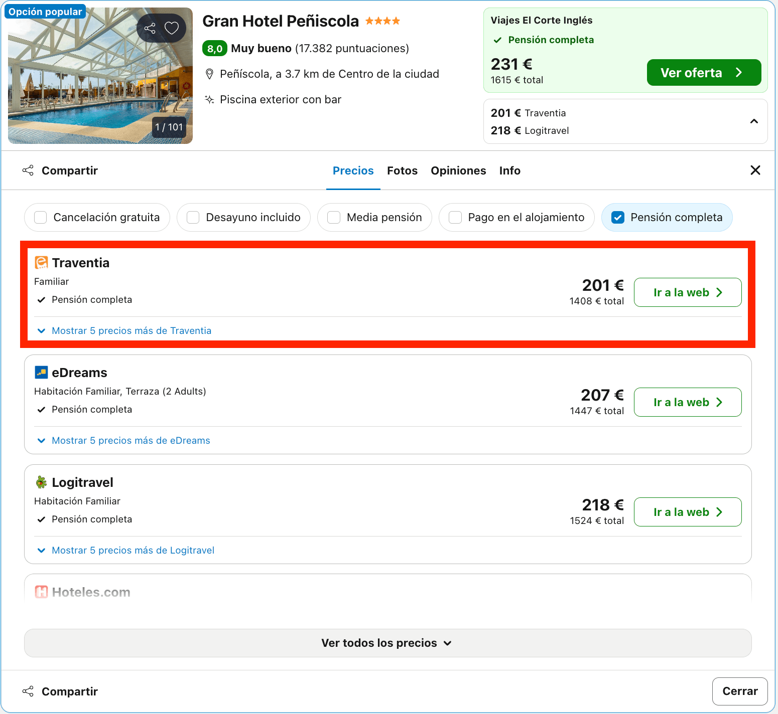 Vacaciones en Peñíscola: 7 noches en un hotel a pie de playa con pensión completa desde 704€ p.p.