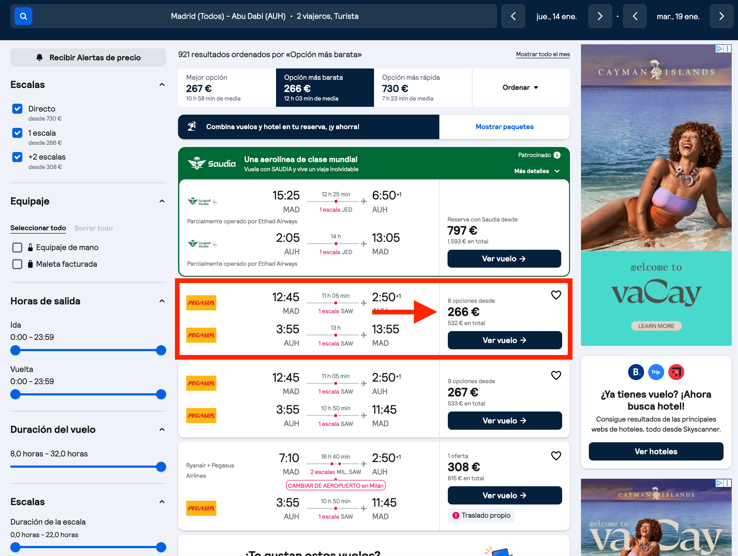 Vuelos a Abu Dhabi desde 266€ ida y vuelta