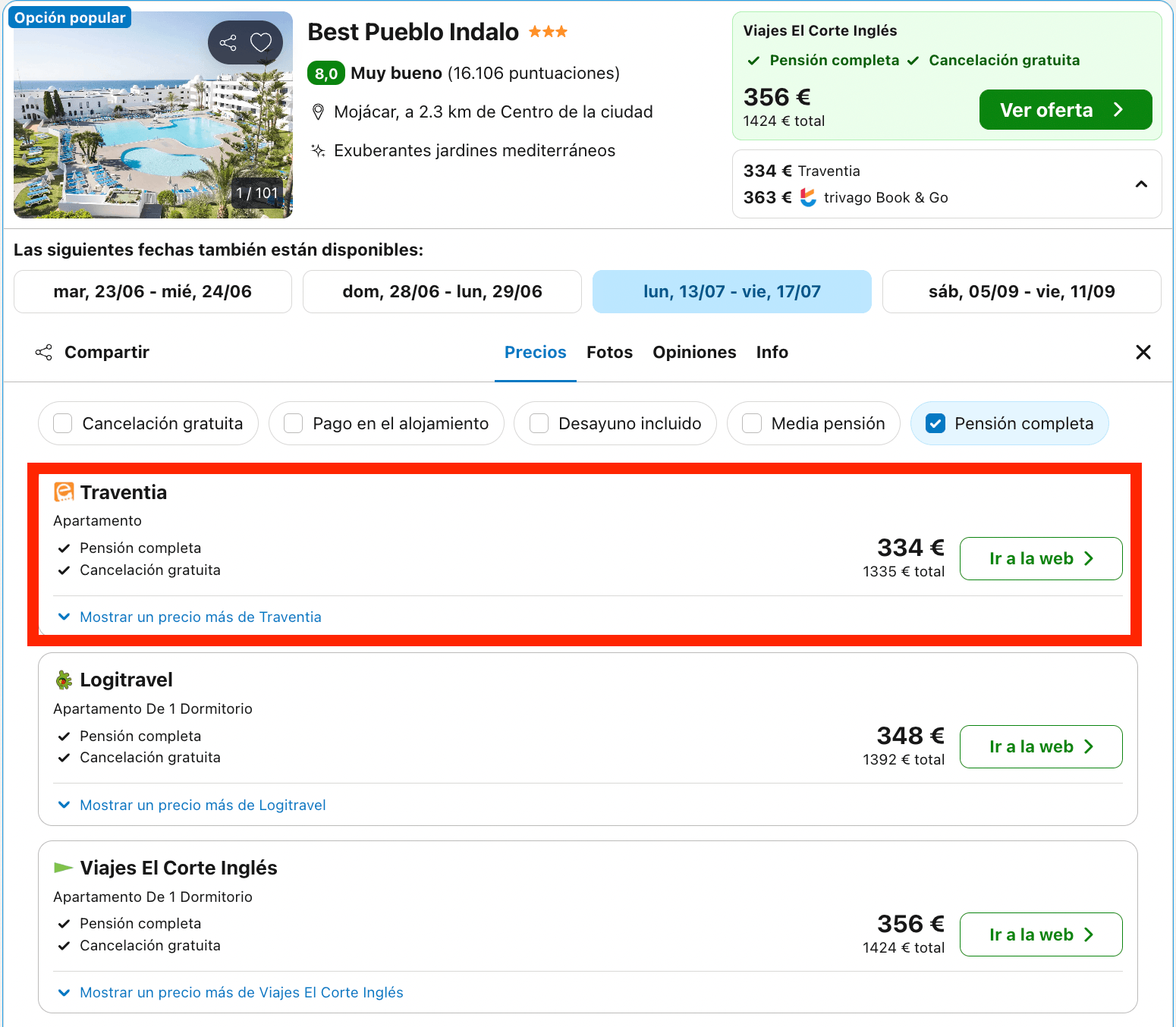 Hotel 4* en Mojácar para 4 personas con todas las comidas incluidas desde 167€ p.p./noche