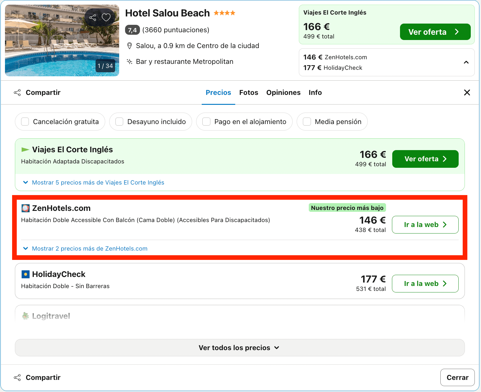 Última hora: hotel 4* en Salou desde 73€ p.p./noche