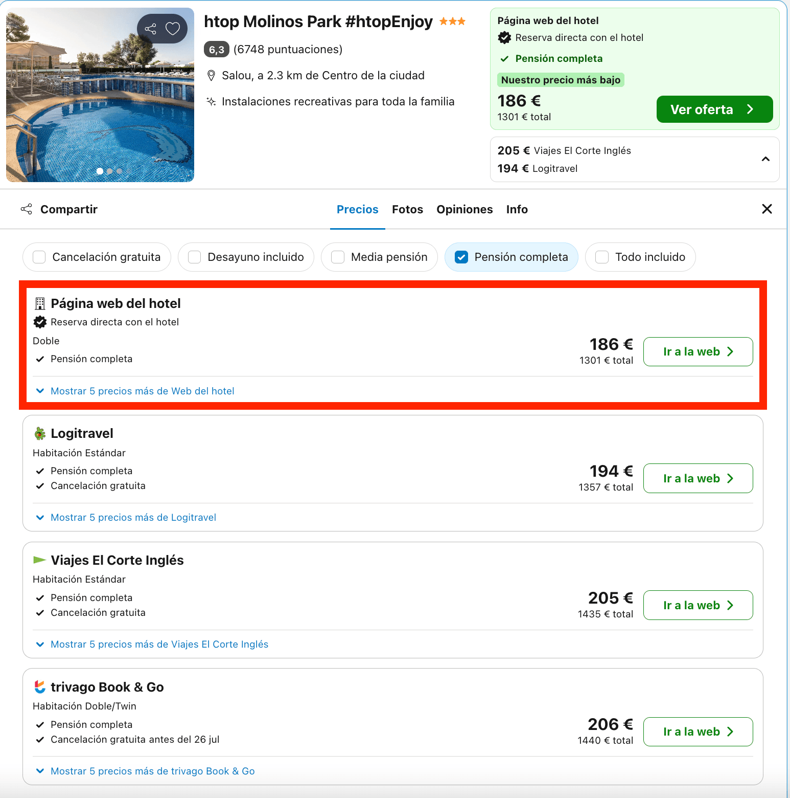 Vacaciones en Salou: 7 noches junto al mar con pensión completa desde 650€ p.p.