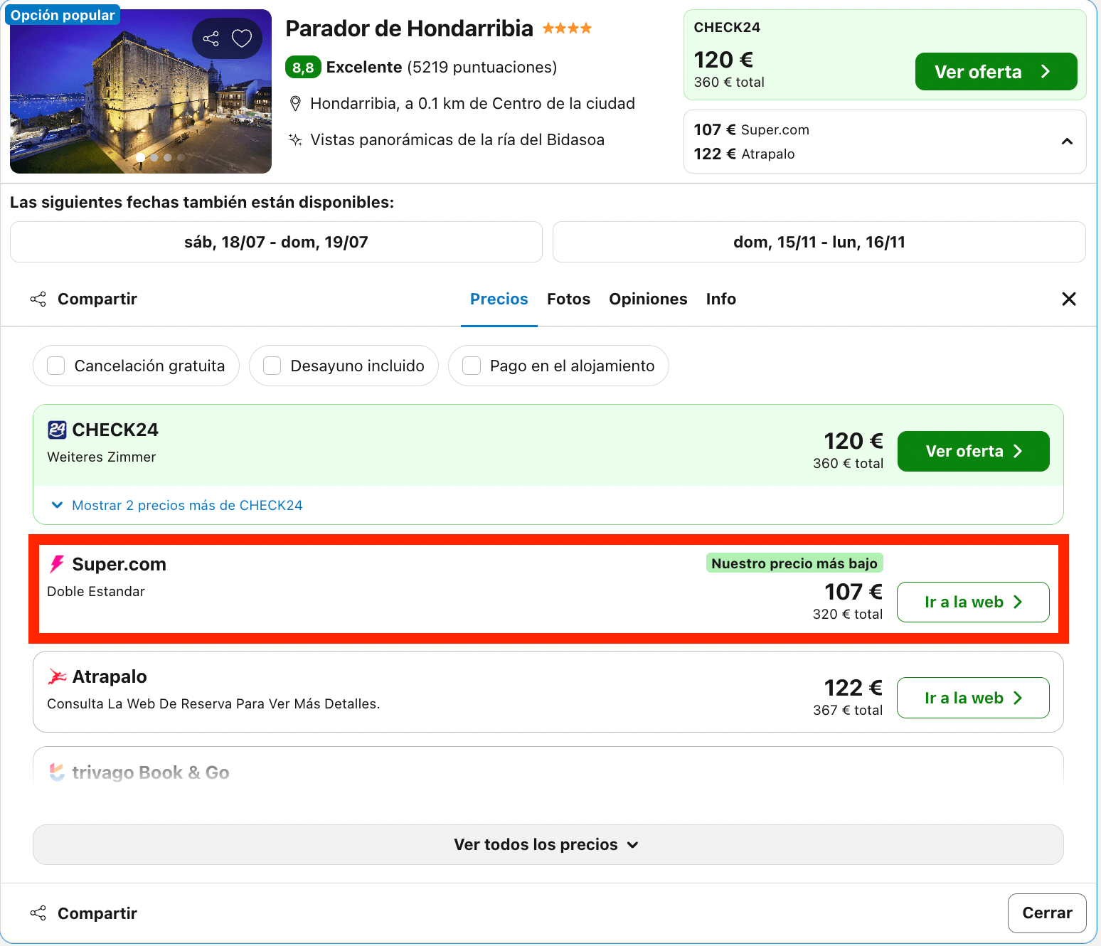 Parador que en su día fue el castillo de Carlos V desde 53€ p.p./noche