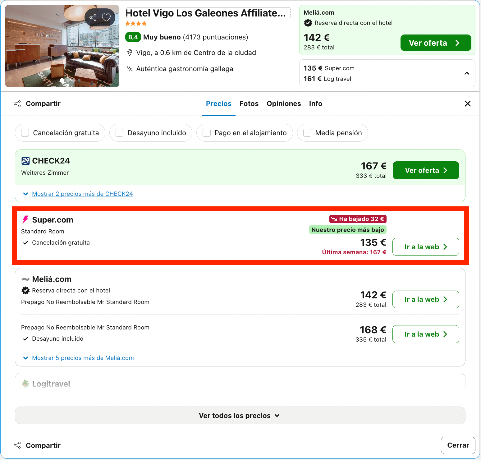 Vigo: fin de semana en un excepcional hotel 4* by Meliá desde 67€ p.p./noche