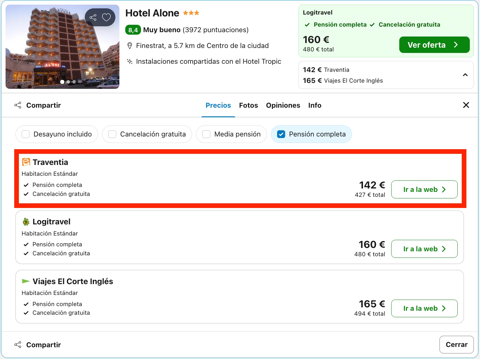 Acogedor hotel en Finestrat con todas las comidas incluidas desde 71€ p.p./noche