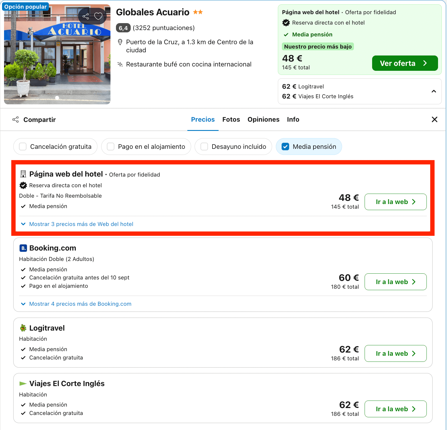 Tenerife: vuelos + 3 días en un hotel con desayuno y cena incluidos por 157€ p.p.