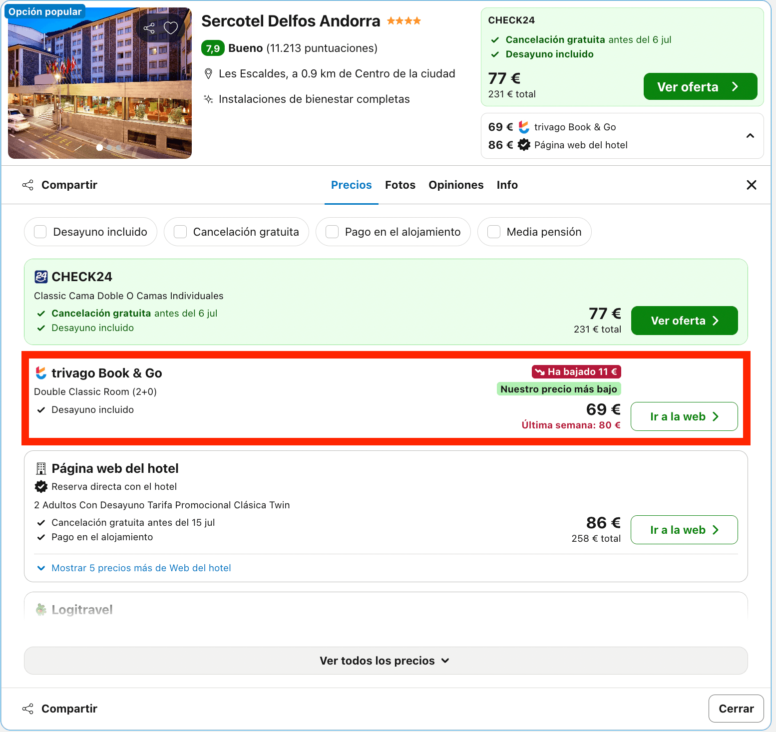 Hotel 4* en Andorra desde 34€ p.p./noche