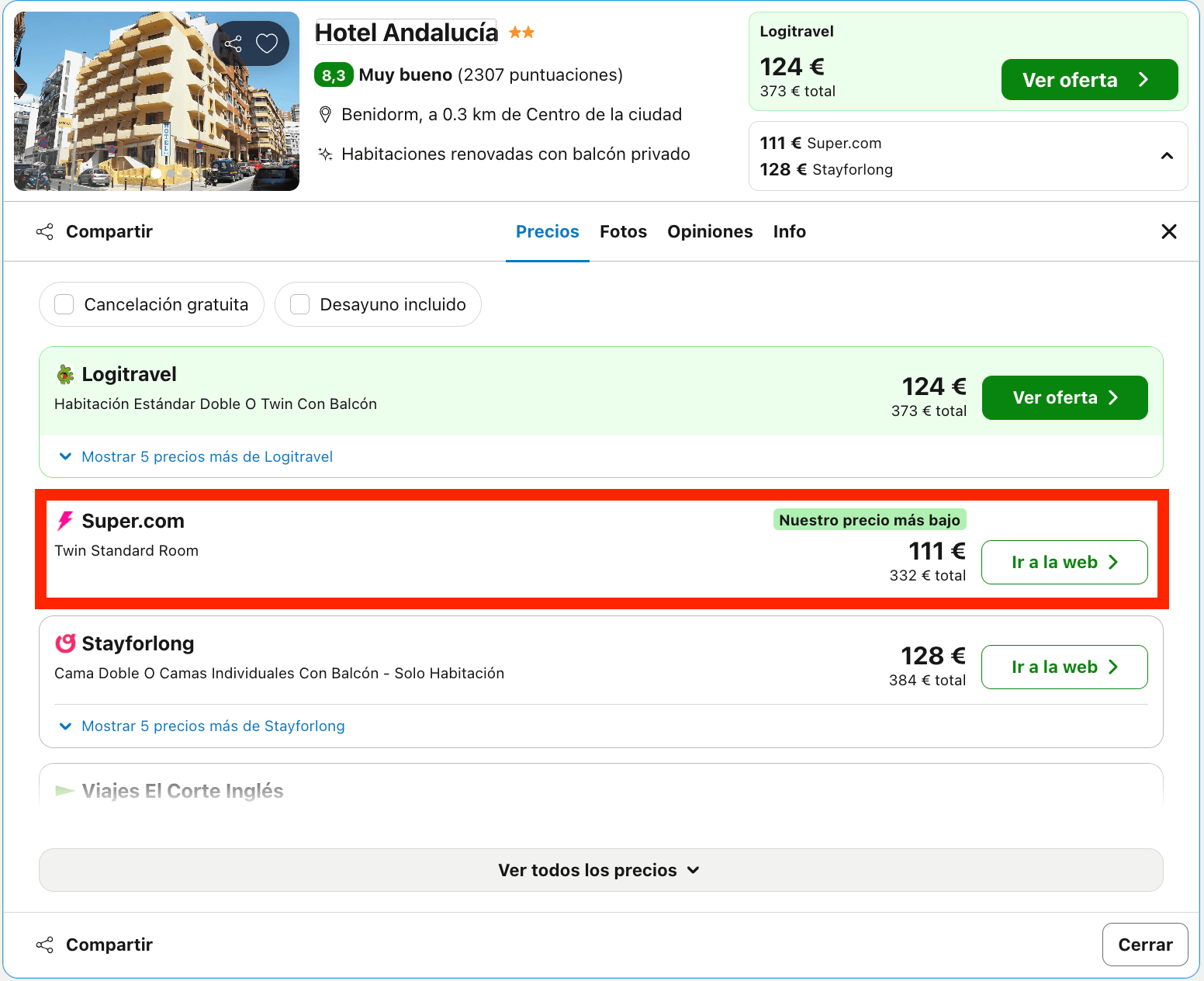 Última hora en Benidorm: acogedor hotel desde 55€ p.p./noche