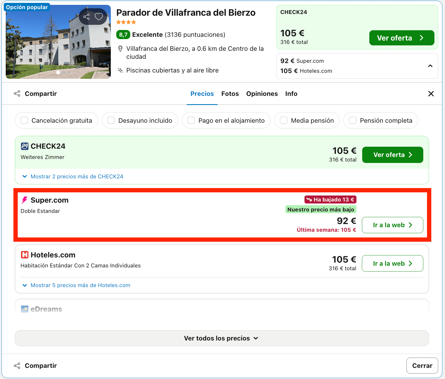 Parador emplazado en un castillo del siglo XV en la comarca de El Bierzo desde 46€ p.p./noche