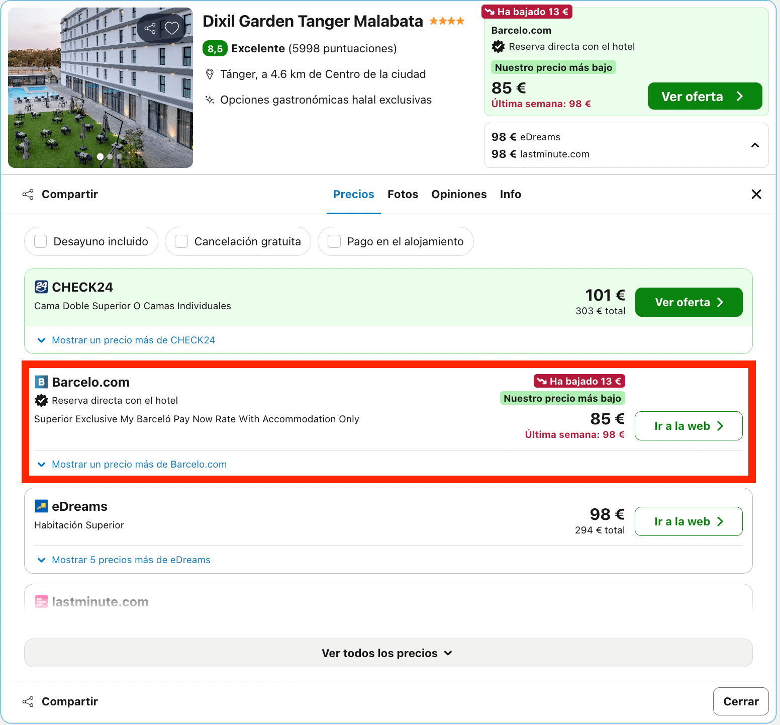 Hotel 4* by Barceló en Tánger desde 42€ p.p./noche