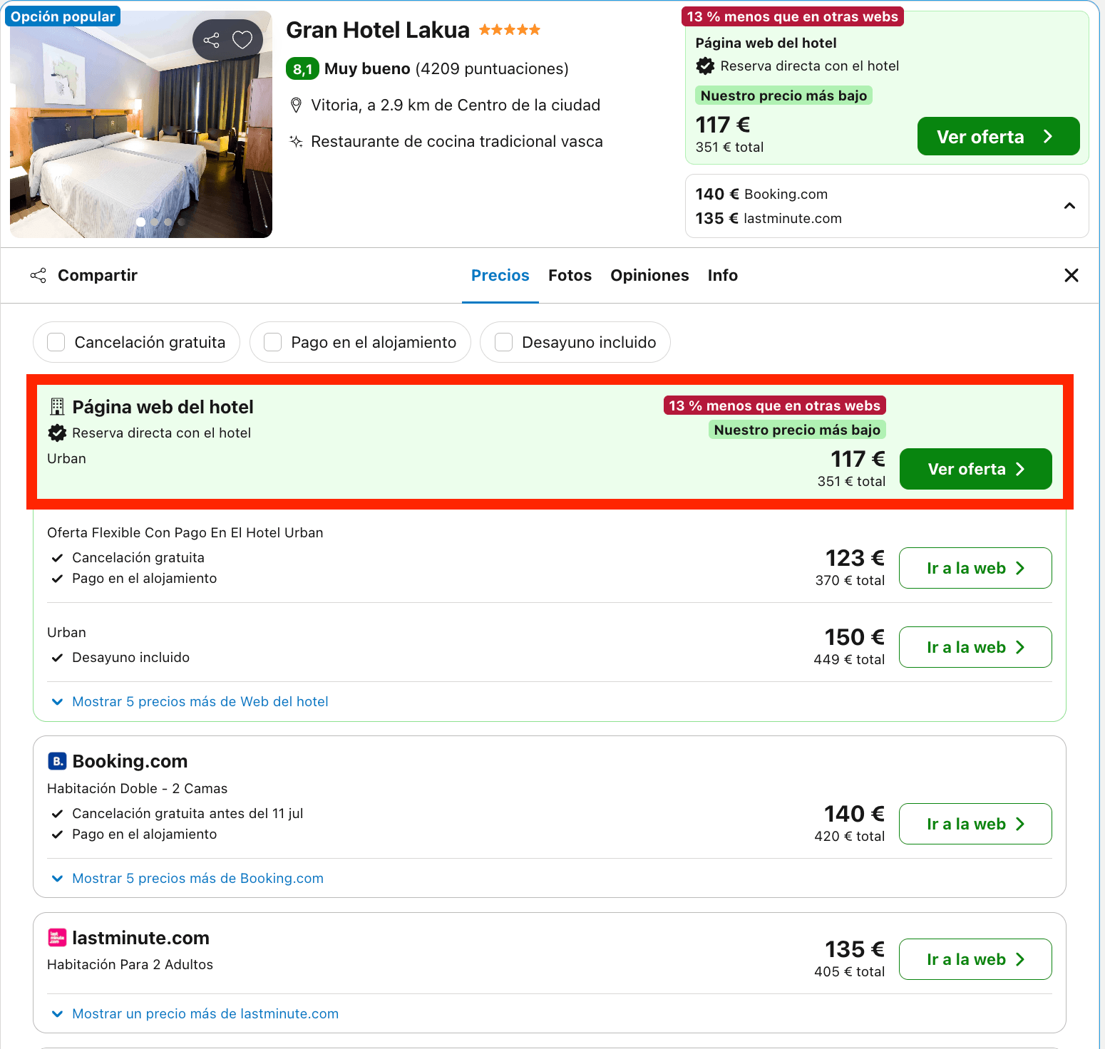 Finde de lujo en Vitoria-Gasteiz: hotel 5* desde 58€ p.p./noche