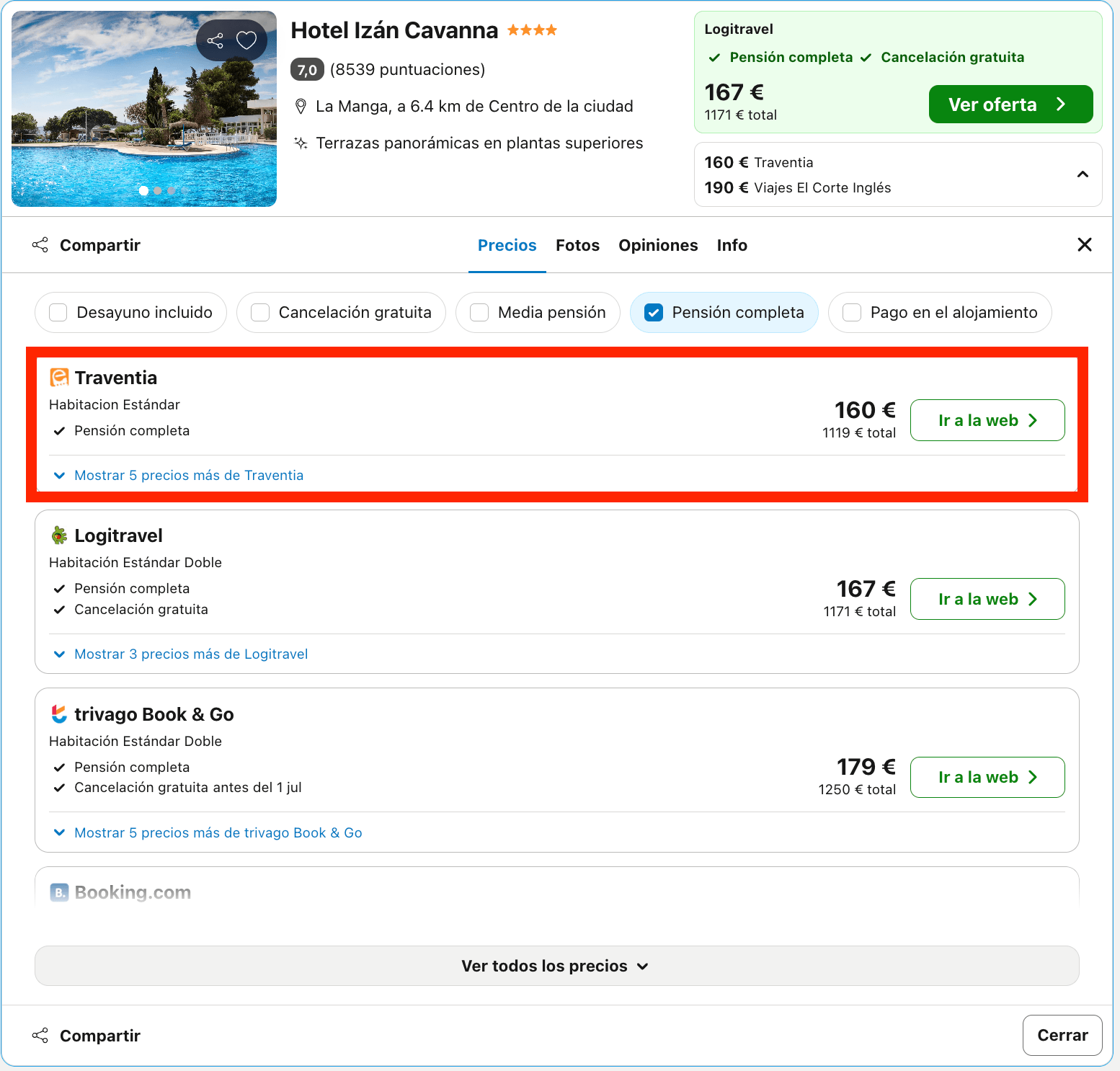 Vacaciones en La Manga del Mar Menor: 7 noches en hotel 4* con pensión completa desde 559€ p.p.