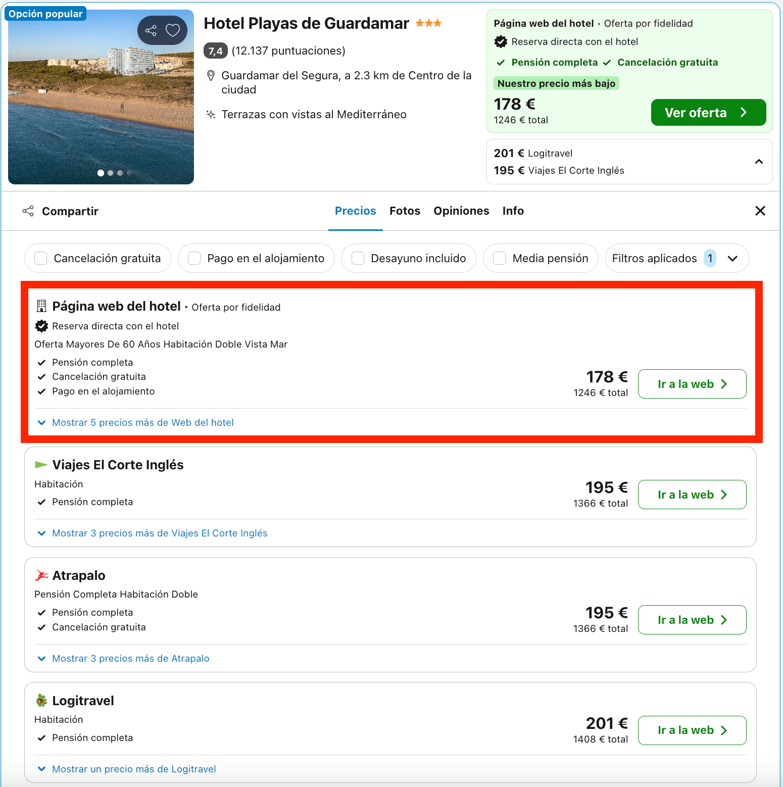 Vacaciones en Guardamar del Segura: 7 noches con pensión completa desde 623€ p.p.