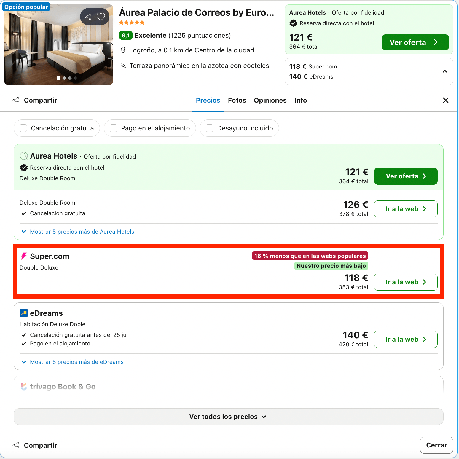Histórico hotel 5* en pleno corazón de Logroño desde 59€ p.p./noche
