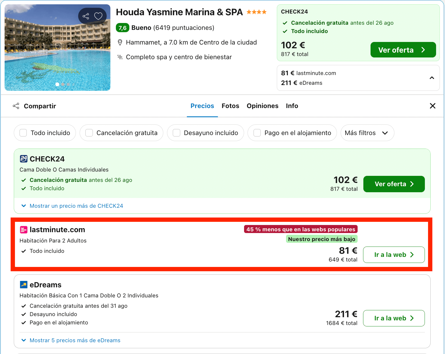 Vuelos directos a Túnez + 7 noches en un hotel 4* con todo incluido desde 431€ p.p.