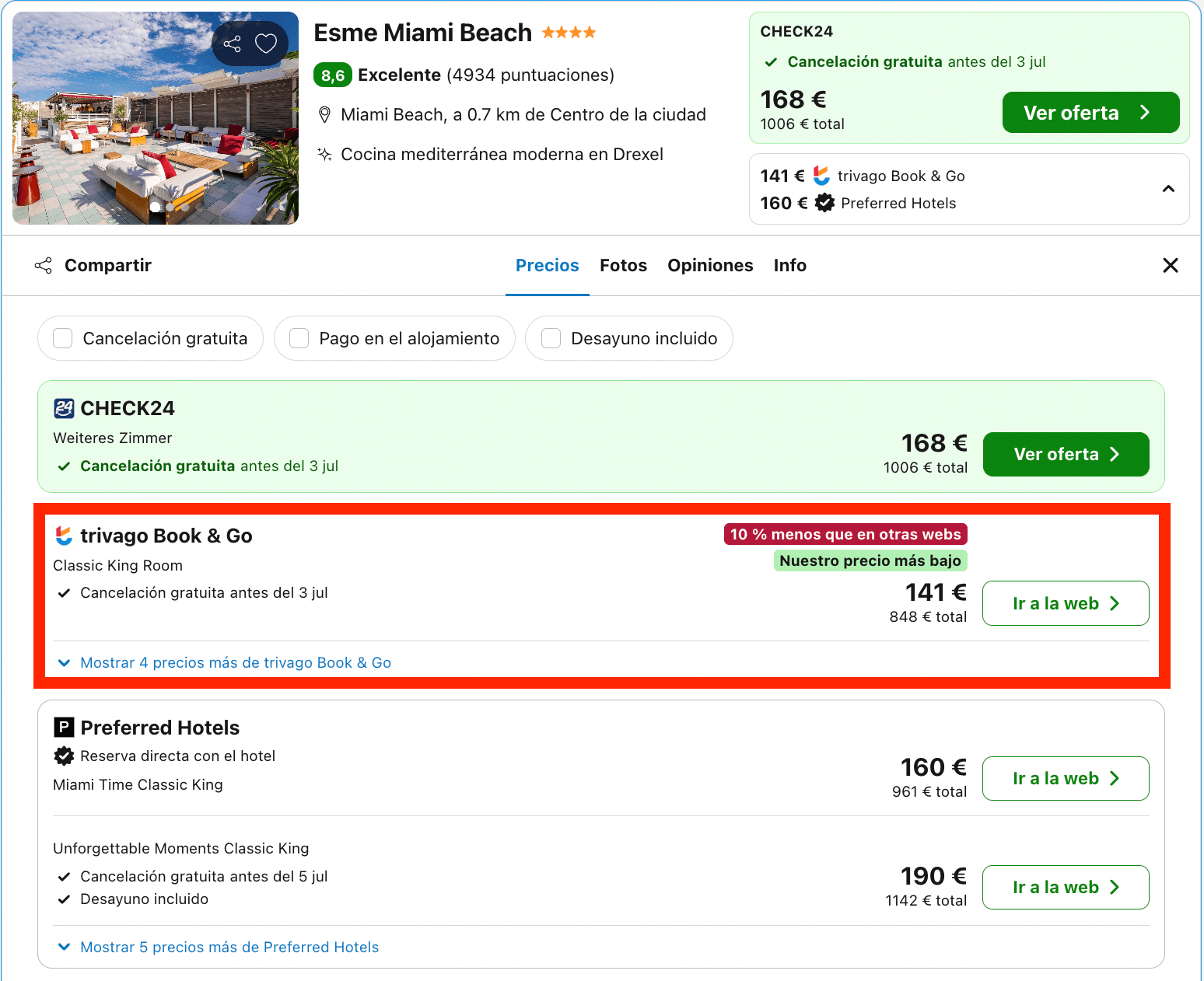 Verano en Miami Beach: encantador hotel boutique 4* desde 70€ p.p./noche