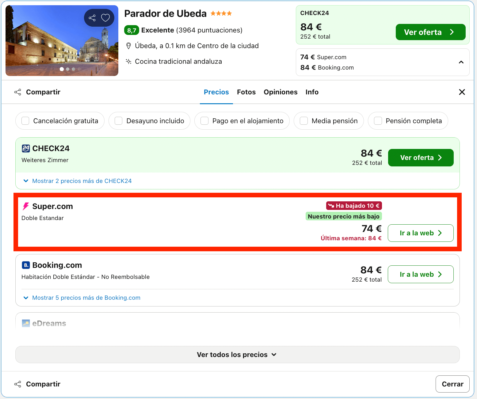 Parador que en su día fue un palacio renacentista del siglo XVI desde 37€ p.p./noche