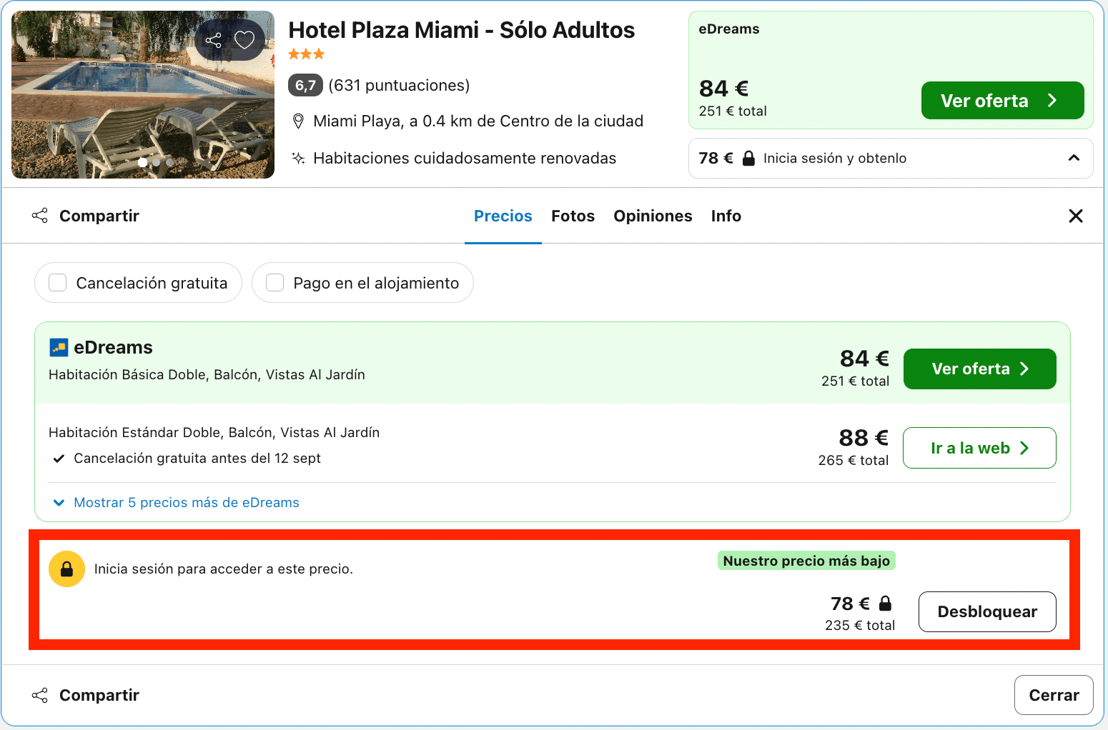 Pequeño y encantador hotel solo adultos en la Costa Dorada desde 39€ p.p./noche