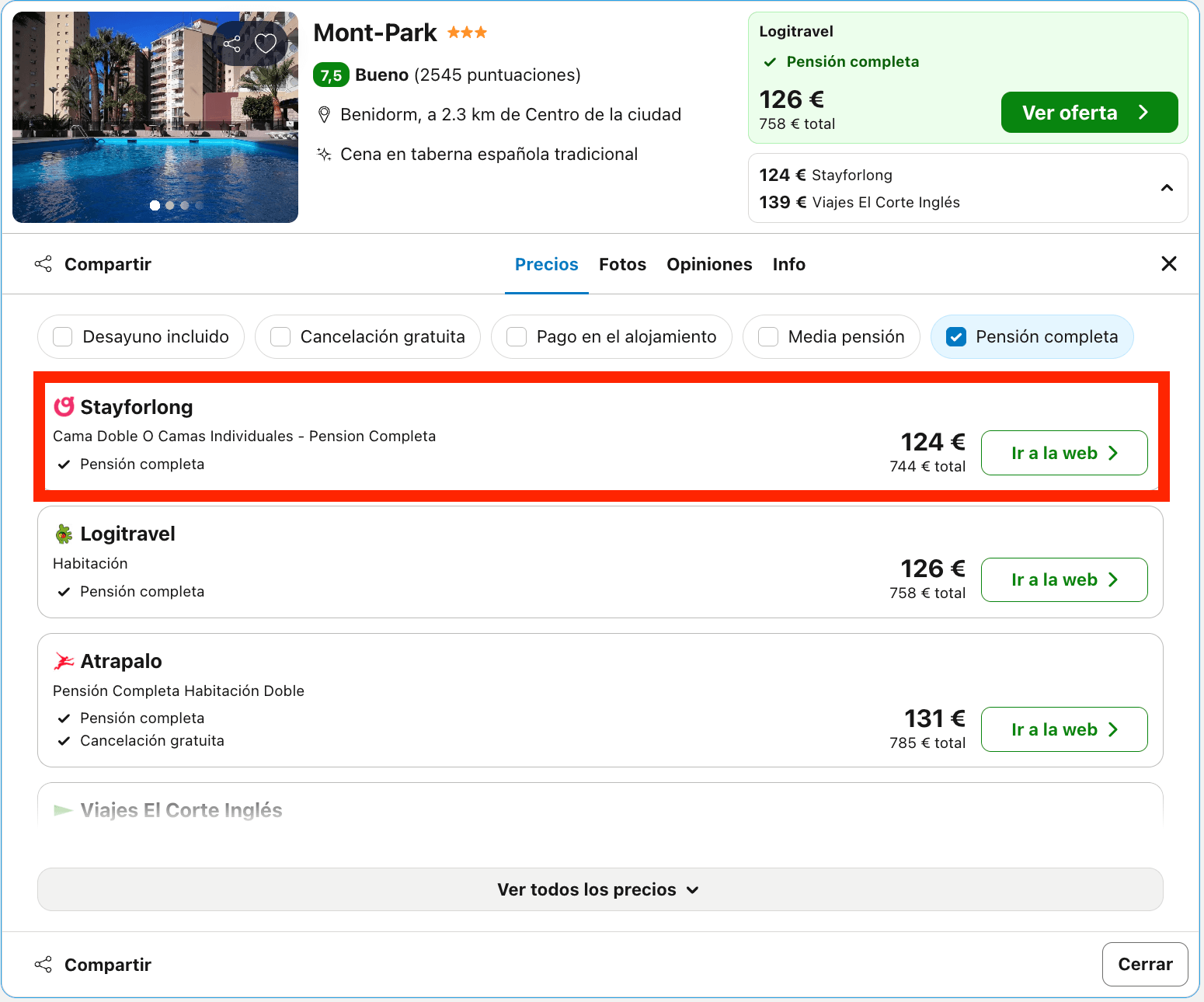 Vacaciones en Benidorm: 6 noches en un hotel a un paso de la playa con pensión completa desde 372€ p.p.