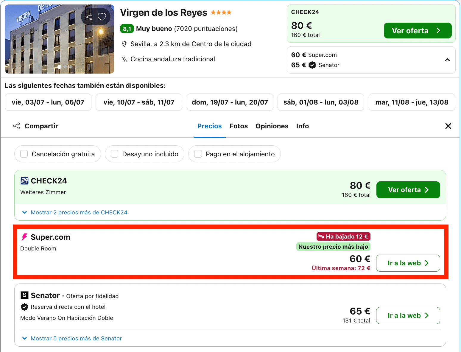 Fin de semana en Sevilla: hotel 4* desde 30€ p.p./noche