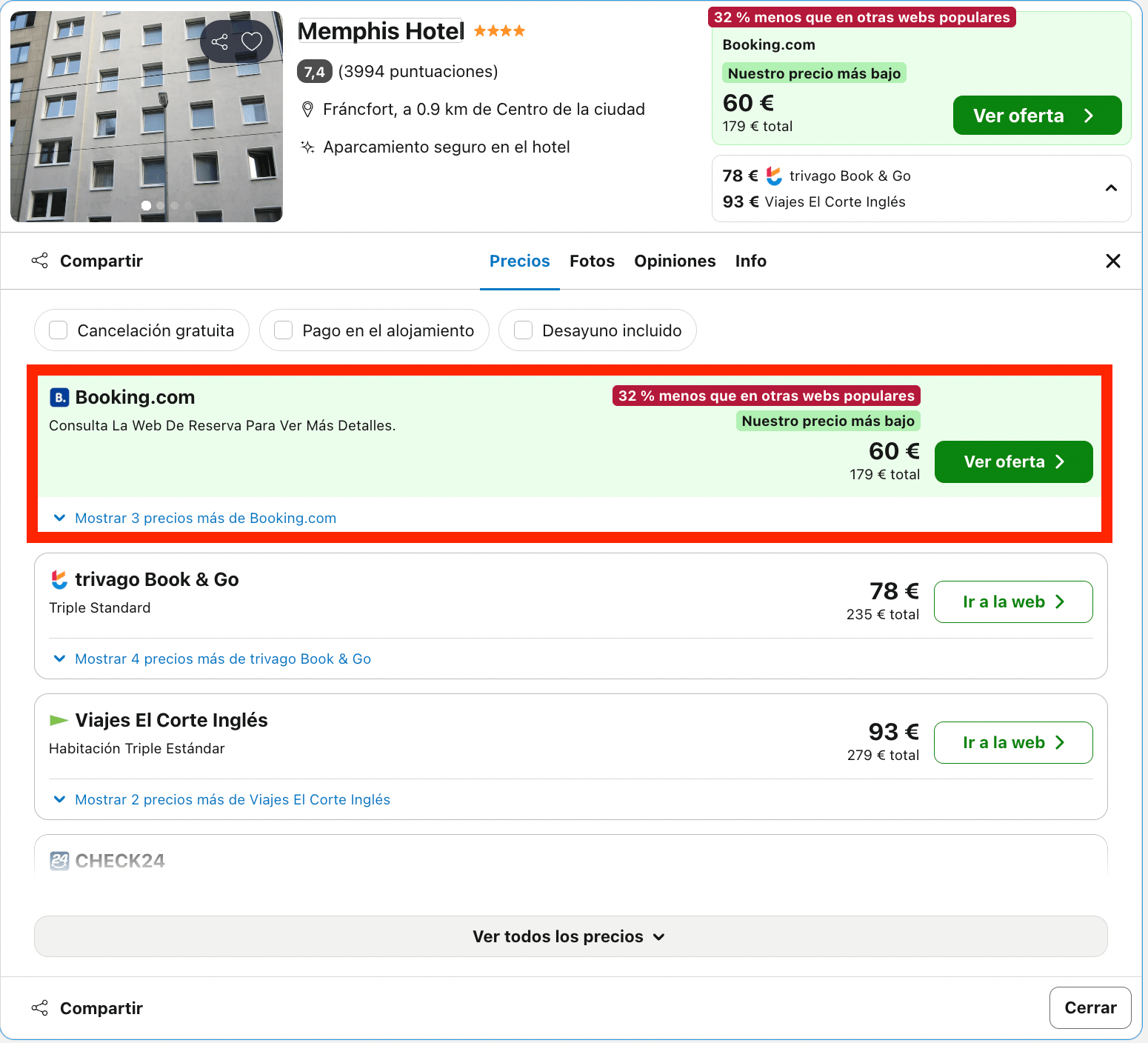 Hotel 4* en el centro de Frankfurt desde 30€ p.p./noche