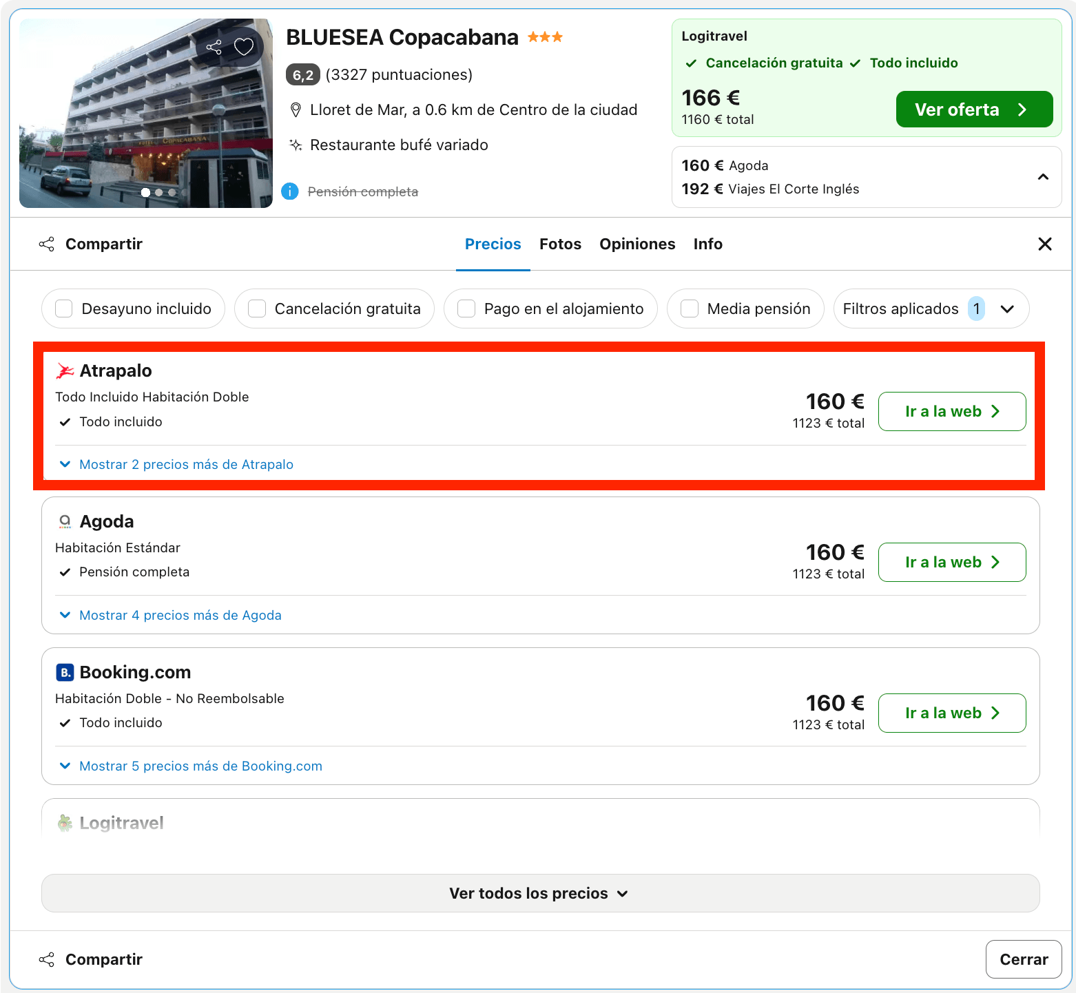 Verano en Lloret de Mar: hotel con todas las comidas incluidas desde 80€ p.p./noche