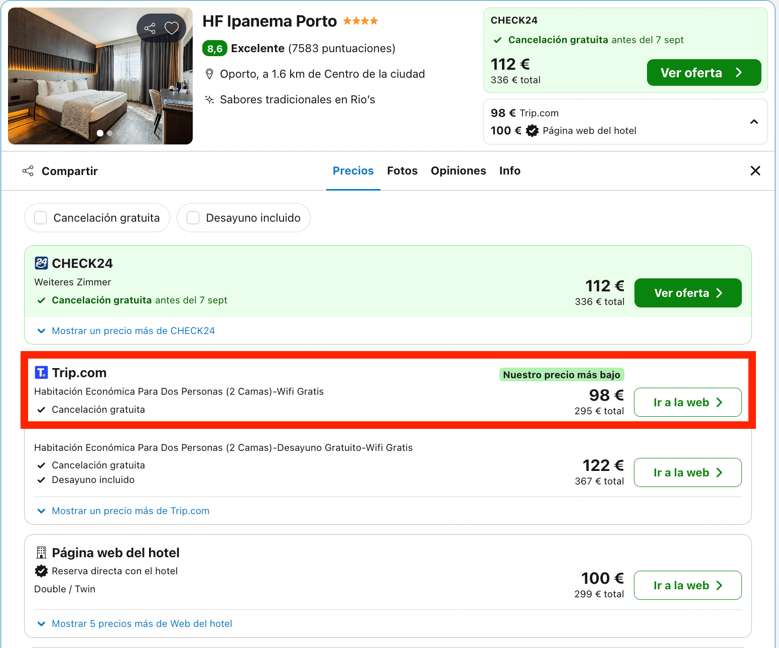 Vuelos a Oporto + 3 noches en un hotel 4* desde 188€ p.p.
