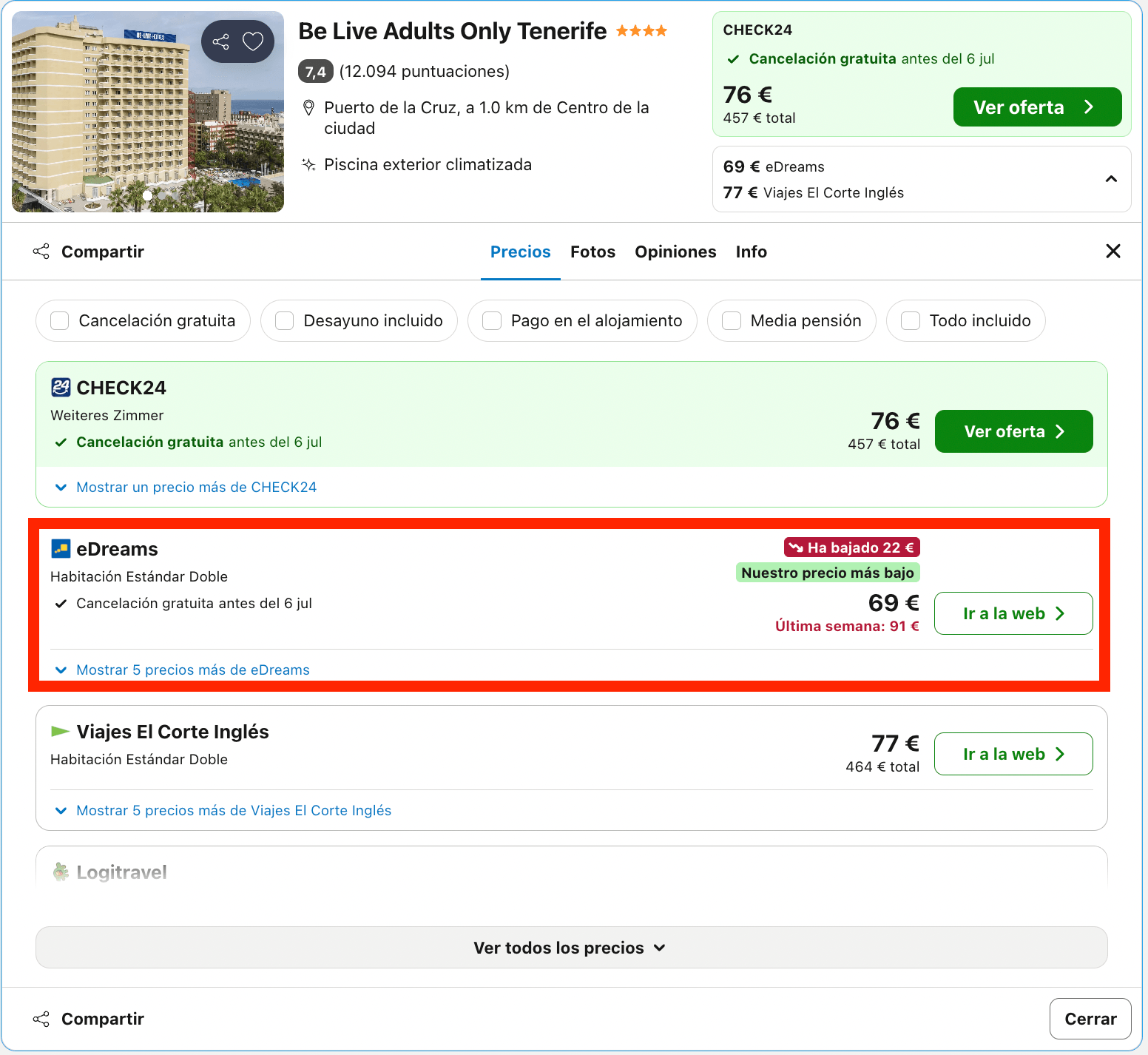 Hotel 4* solo para adultos en Tenerife, con vistas al mar y al Teide desde 34€ p.p./noche