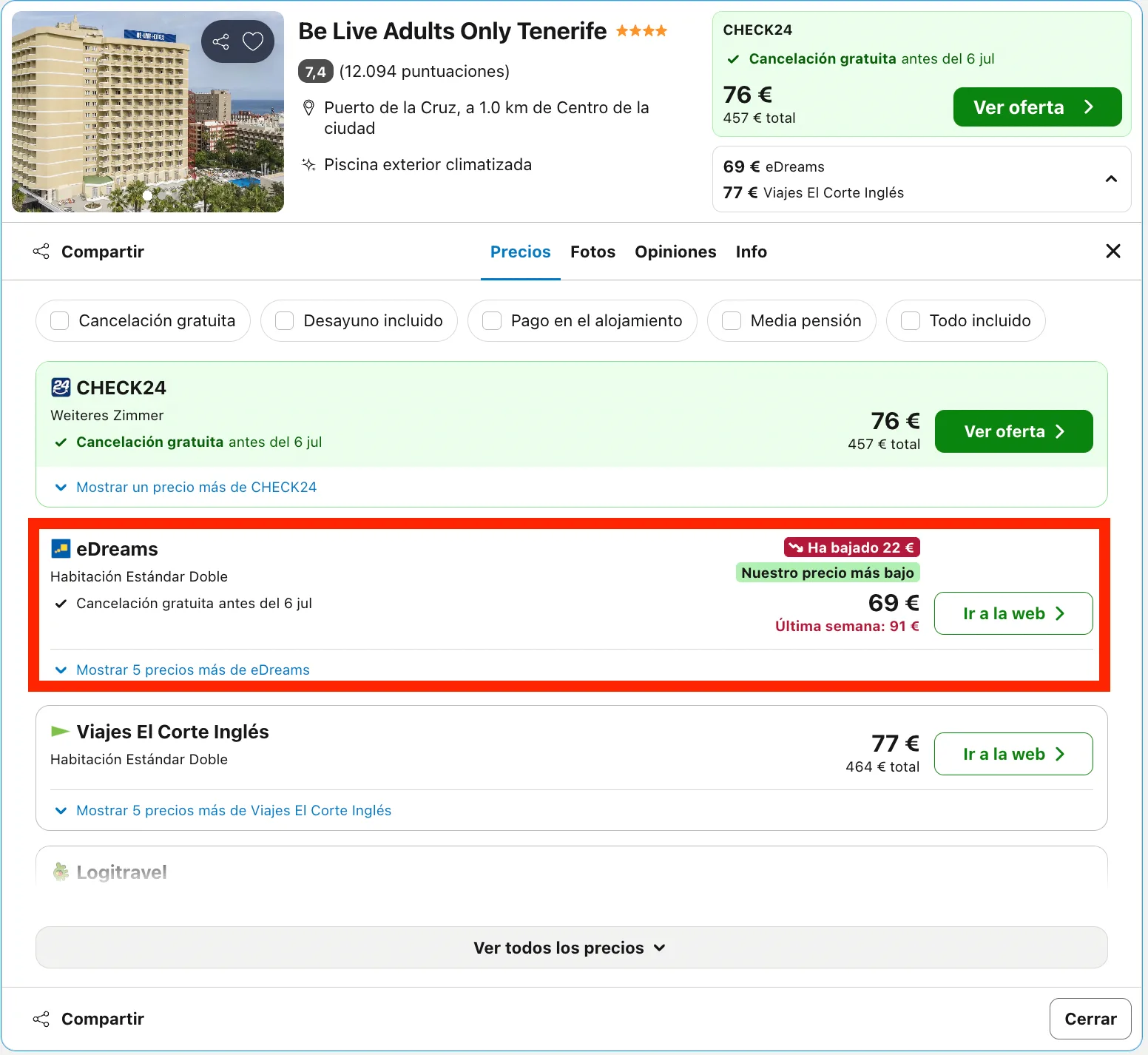 Hotel 4* solo para adultos en Tenerife, con vistas al mar y al Teide desde 34€ p.p./noche