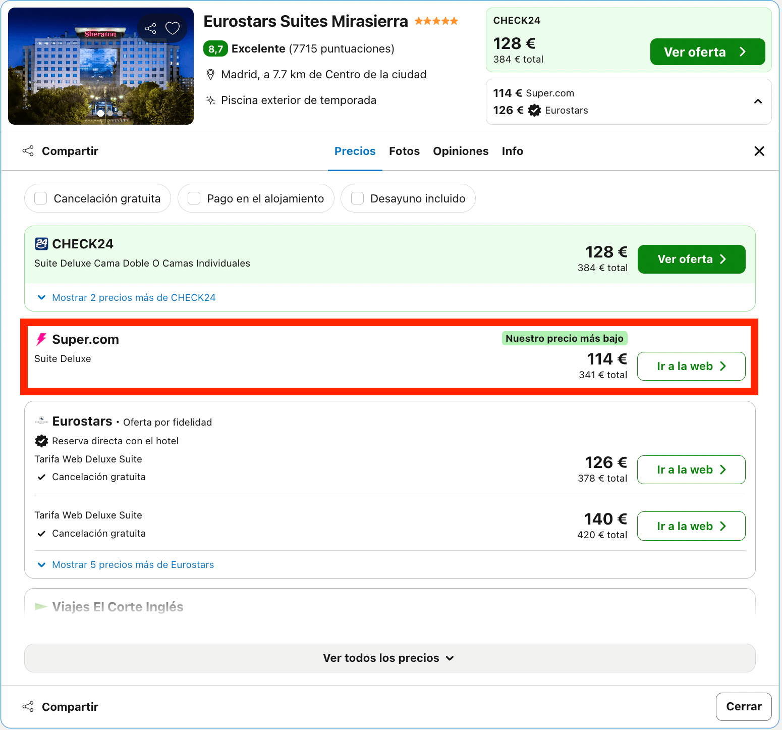 Deluxe Suite en un lujoso hotel 5* de Madrid desde 57€ p.p./noche