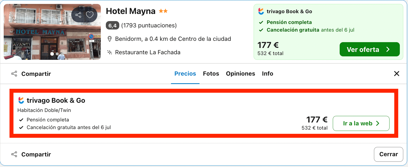 Benidorm: hotel céntrico con todas las comidas incluidas desde 88€ p.p./noche