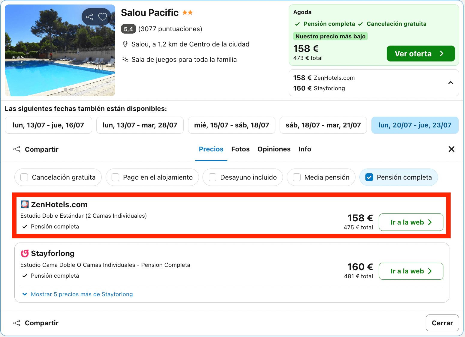 Hotel en Salou con todas las comidas incluidas desde 79€ p.p./noche