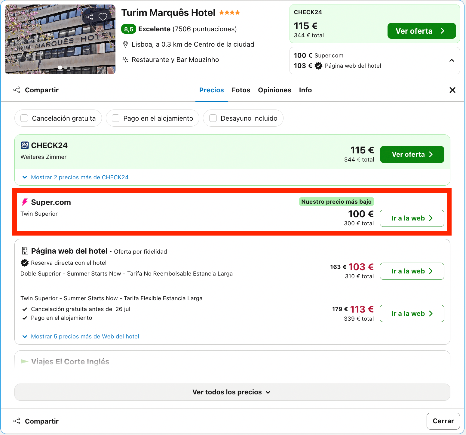 Hotelazo 4* en el centro de Lisboa desde 50€ p.p./noche